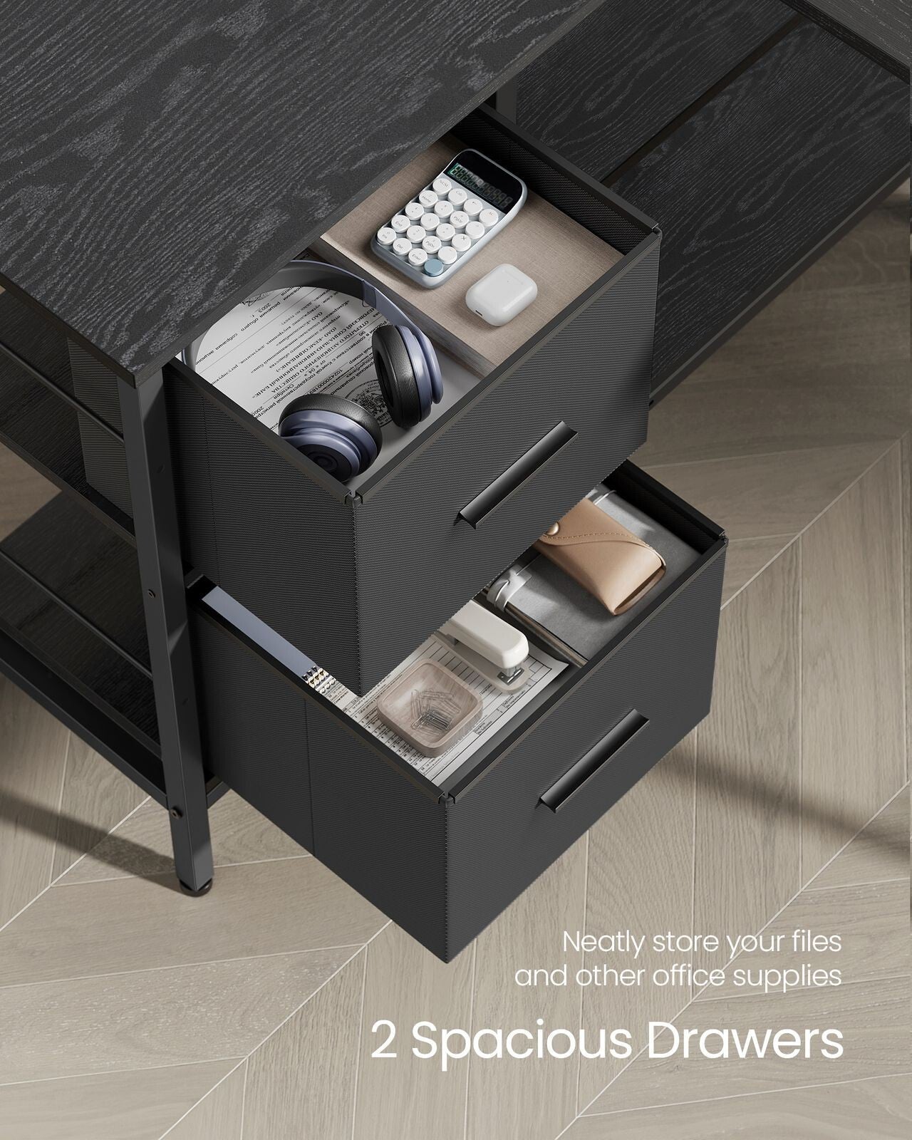 Industrial L Shaped Computer Desk with Drawers Rustic Brown Desk Monitor Stand - Home and Garden Furniture Shop - rustic - furniture