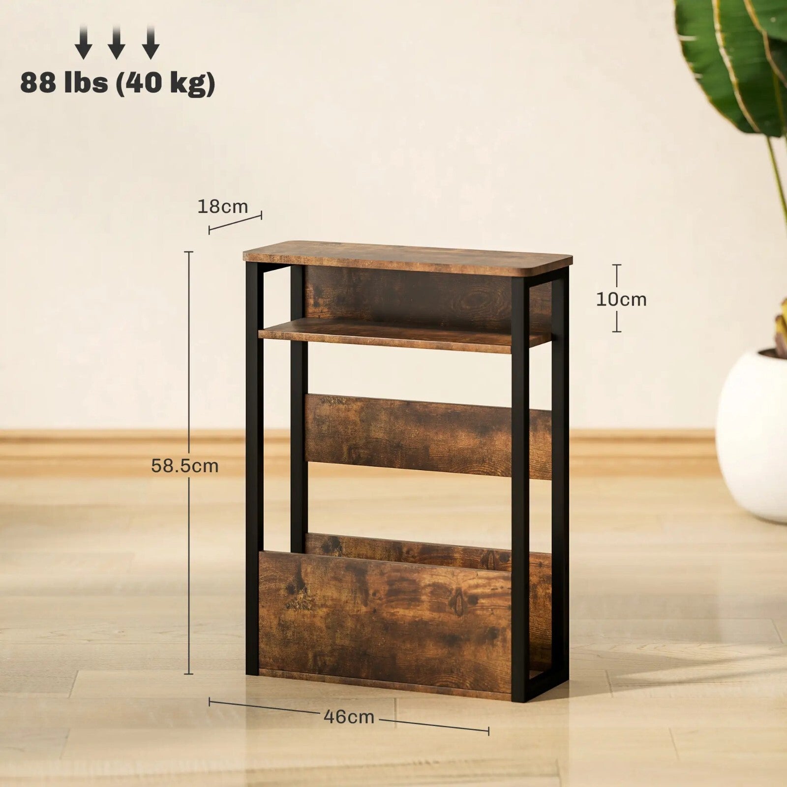 Industrial Narrow Sofa Side Table Storage Shelf Rustic Stand Bedside End Table - Home and Garden Furniture Shop - rustic - furniture