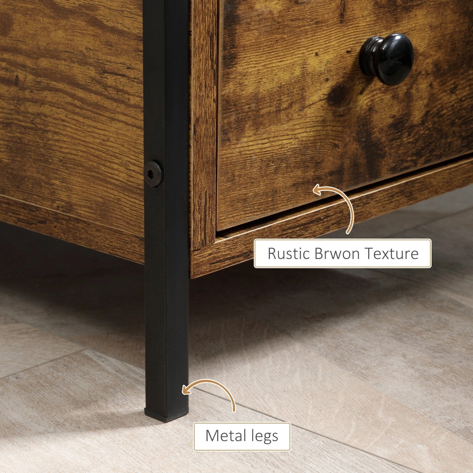 Industrial Narrow Sofa Side Table with 2 Drawers Storage End Shelf Rustic Brown - Home and Garden Furniture Shop - rustic - furniture