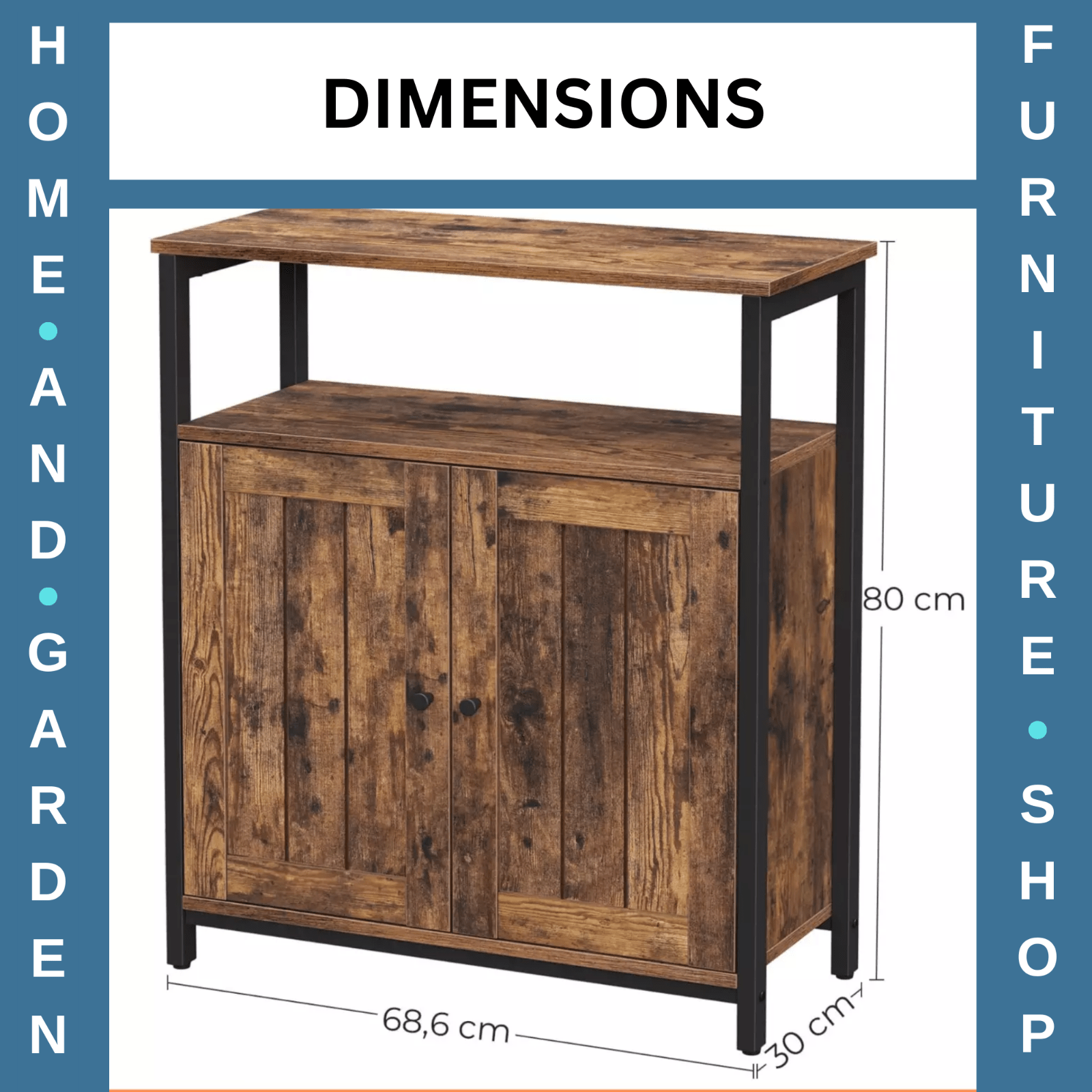 Industrial Slim Cabinet Sideboard Storage Unit with Doors Small Rustic Cupboard - Home and Garden Furniture Shop - rustic - furniture