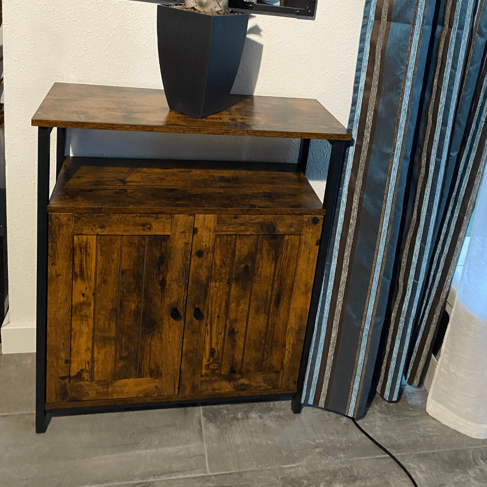 Industrial Slim Cabinet Sideboard Storage Unit with Doors Small Rustic Cupboard - Home and Garden Furniture Shop - rustic - furniture