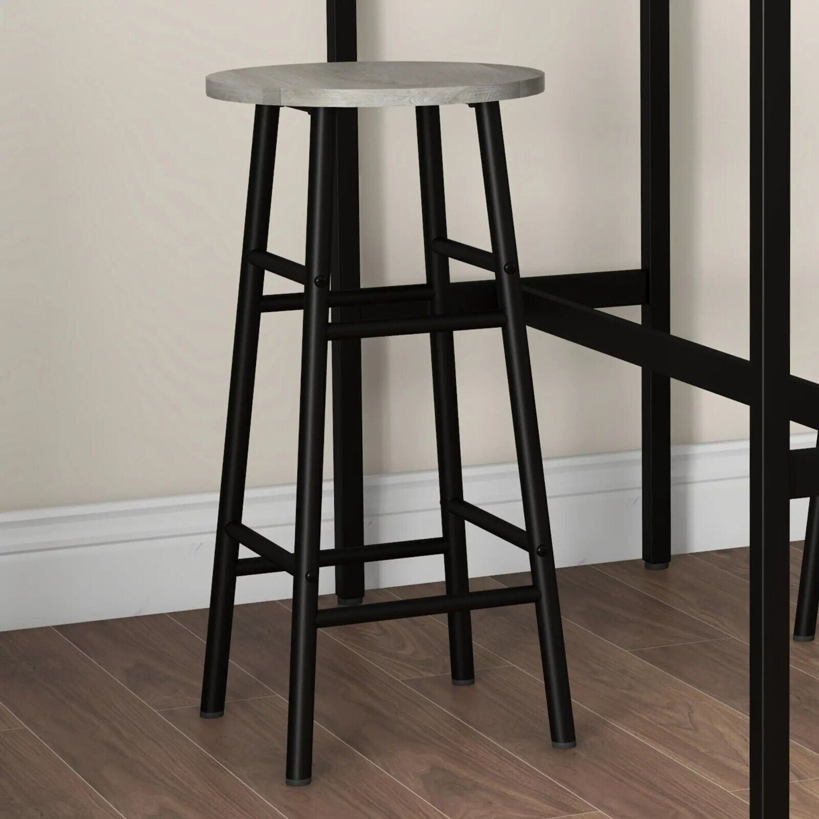 Industrial Space Saving Kitchen Bar Table Stool Set Tall Chair 3pc Metal Frame - Home and Garden Furniture Shop - rustic - furniture