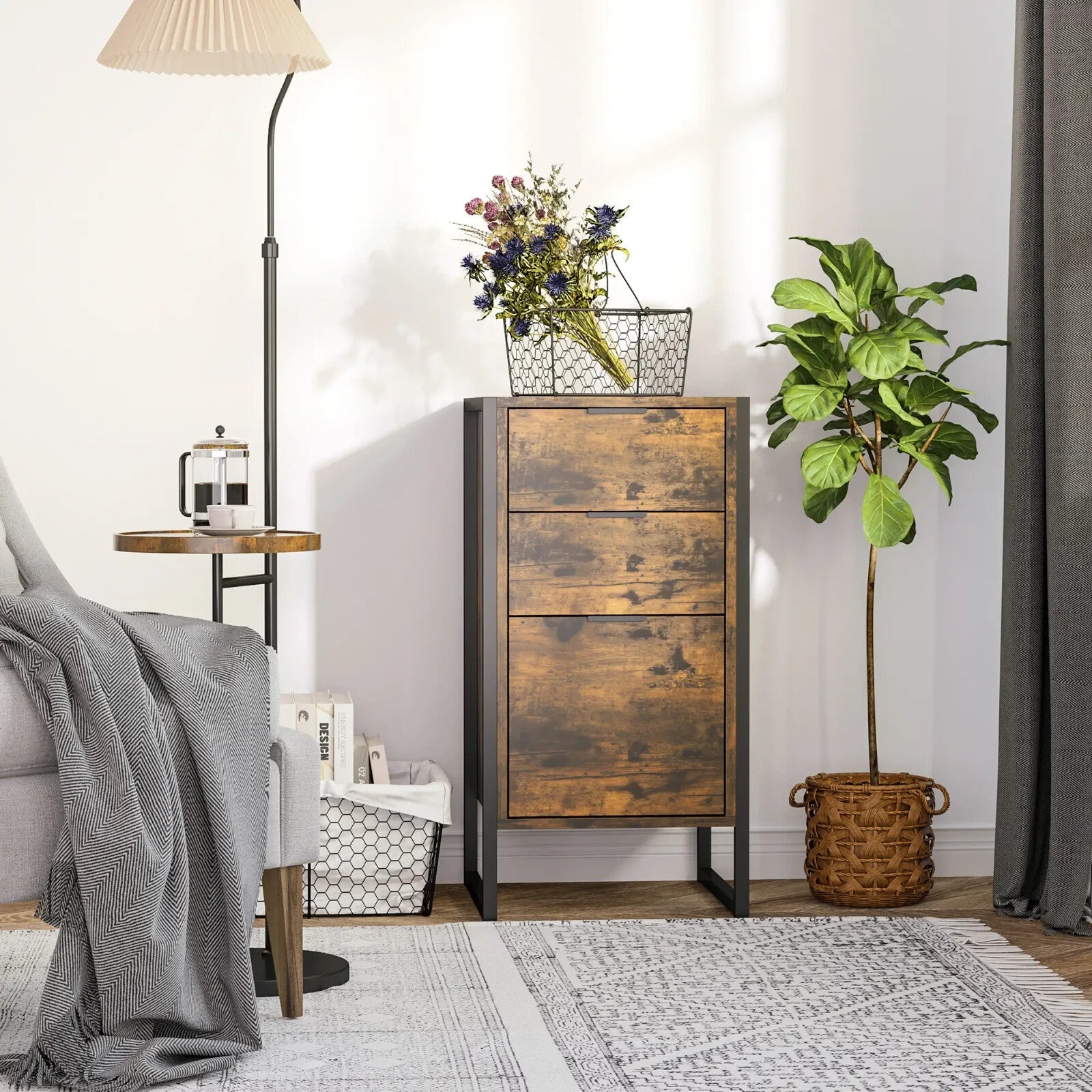 Industrial Storage Cabinet 3 Drawer Chest of Drawers Desk Handles Standing Unit - Home and Garden Furniture Shop - rustic - furniture