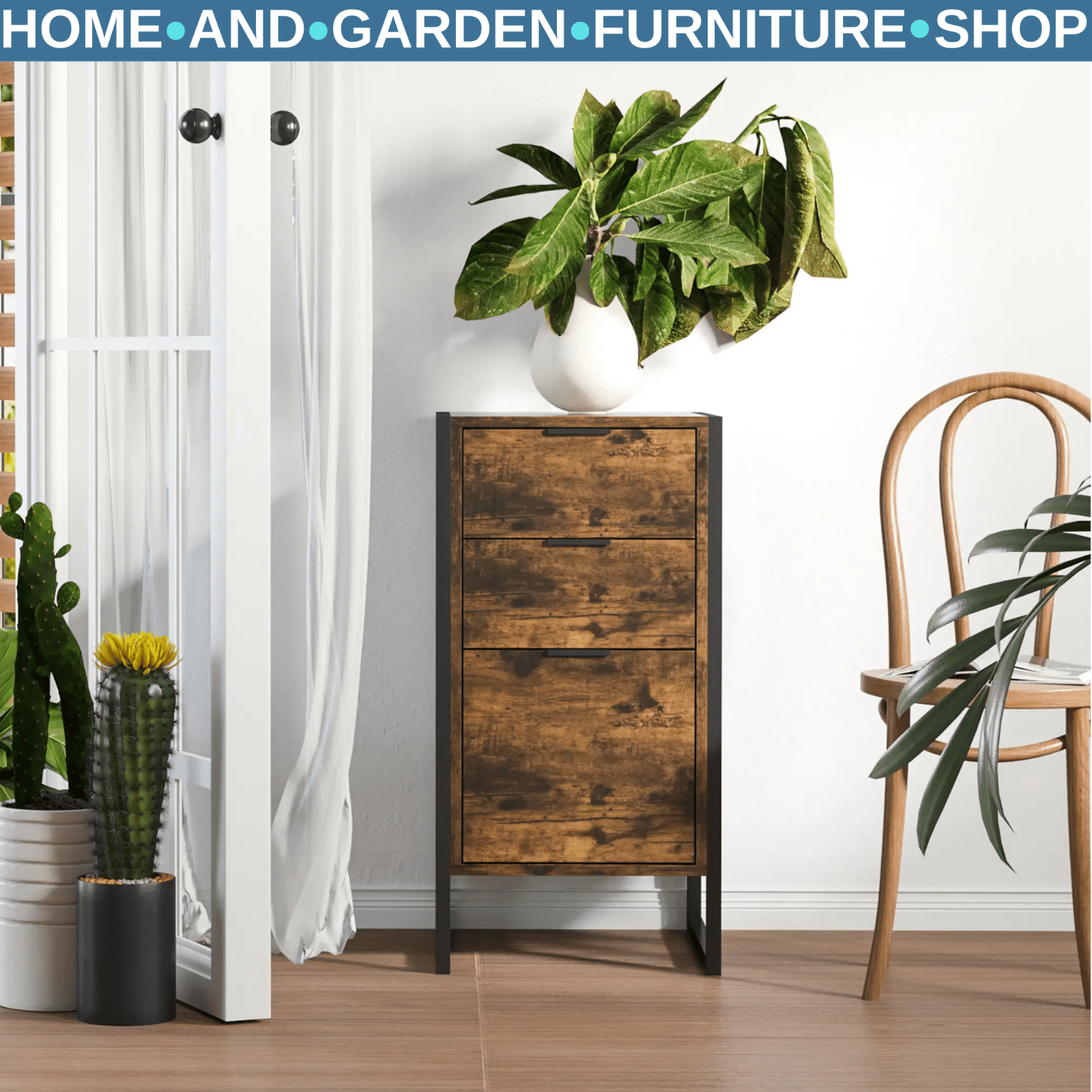 Industrial Storage Cabinet 3 Drawer Chest of Drawers Desk Handles Standing Unit - Home and Garden Furniture Shop - rustic - furniture