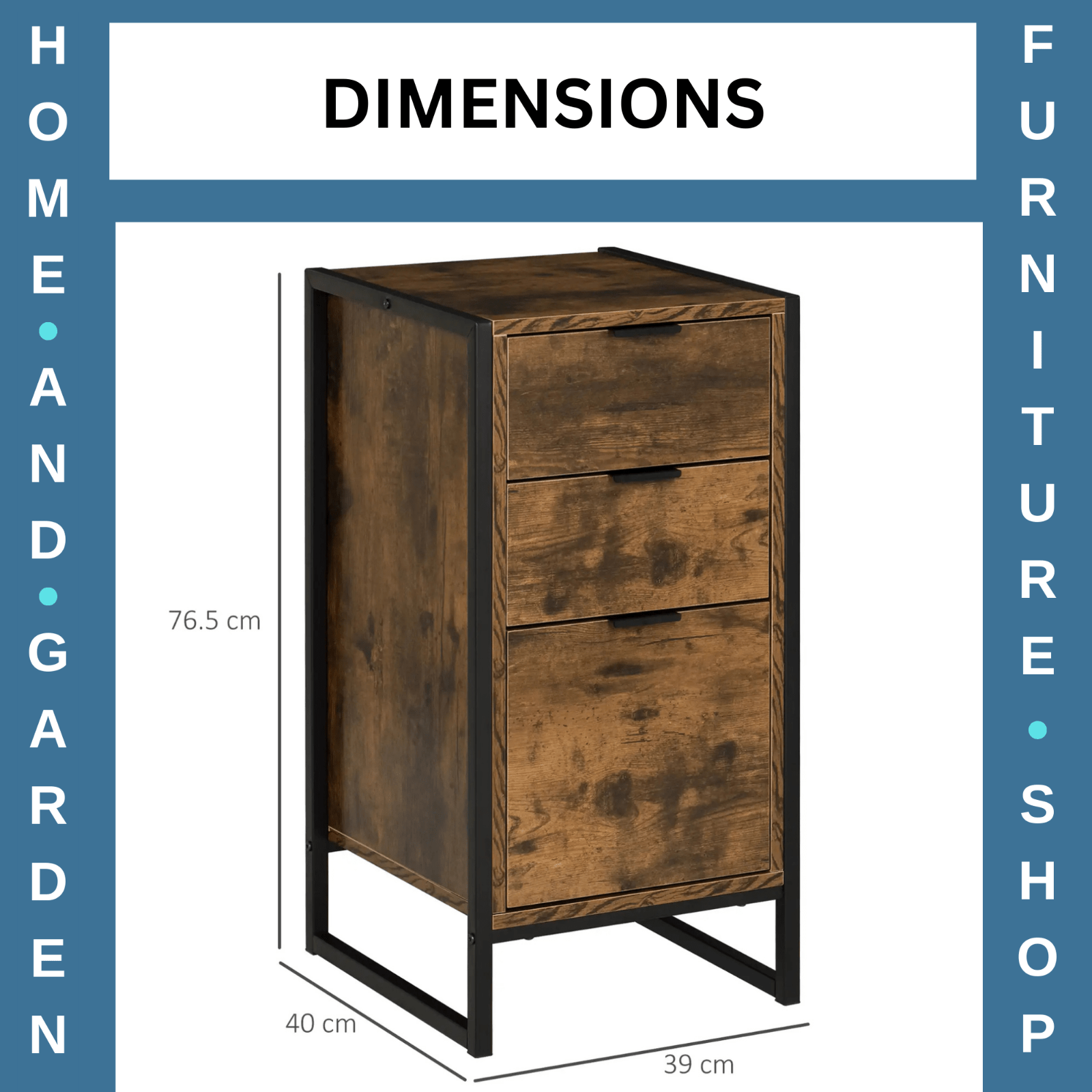 Industrial Storage Cabinet 3 Drawer Chest of Drawers Desk Handles Standing Unit - Home and Garden Furniture Shop - rustic - furniture