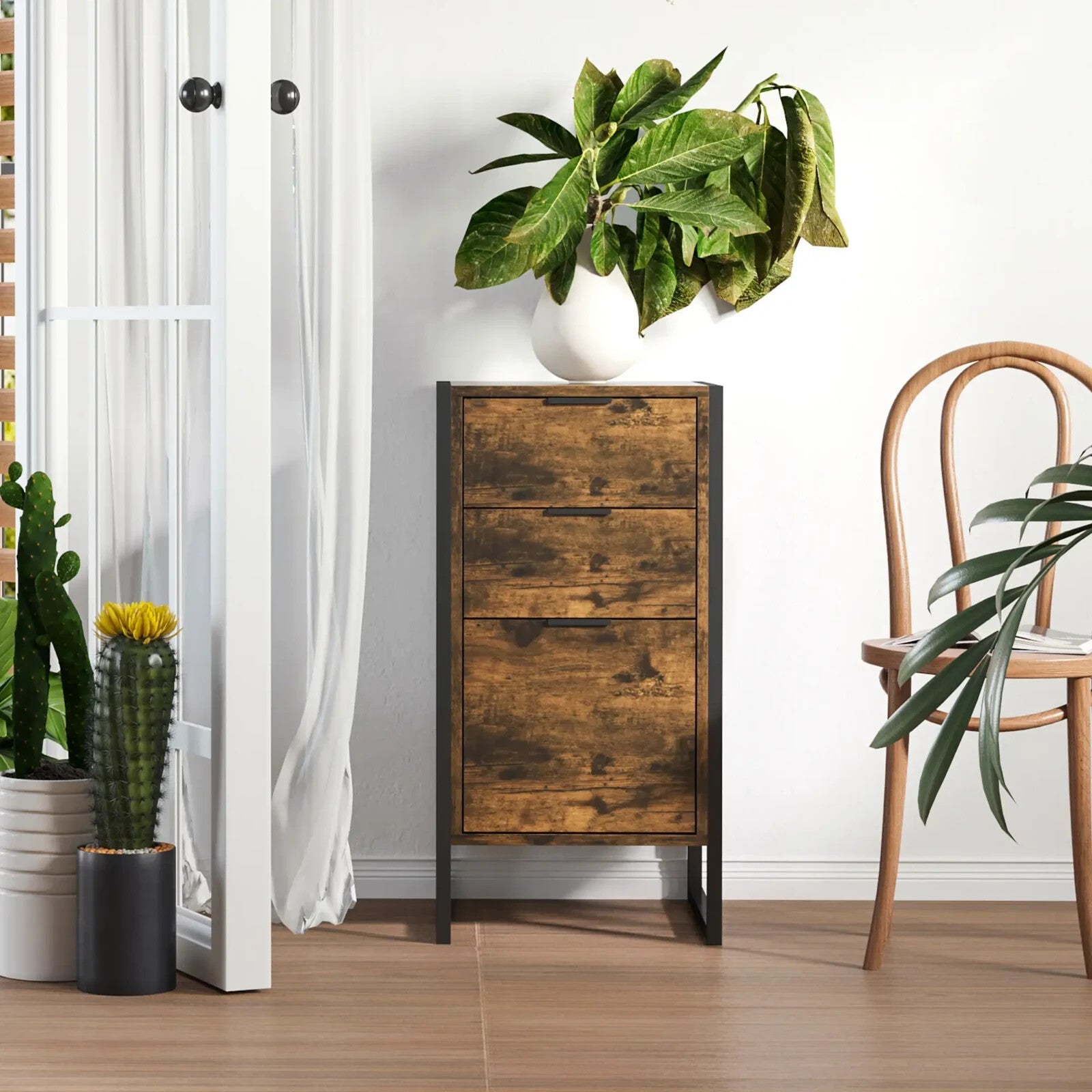 Industrial Storage Cabinet 3 Drawer Chest of Drawers Desk Handles Standing Unit - Home and Garden Furniture Shop - rustic - furniture