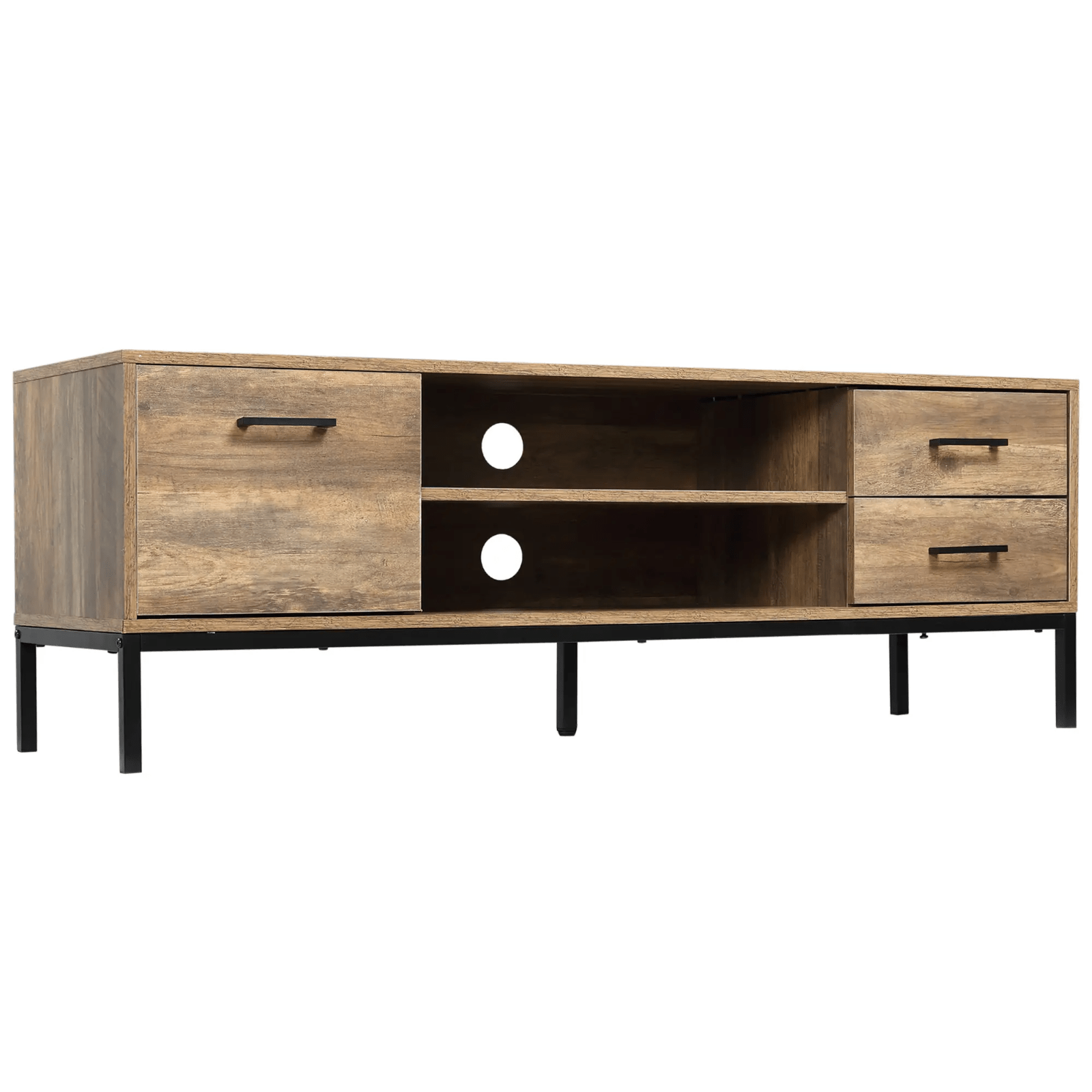 Industrial TV Stand with Cupboard Drawers TV up to 50 Inches TV Unit Metal Legs - Home and Garden Furniture Shop - rustic - furniture