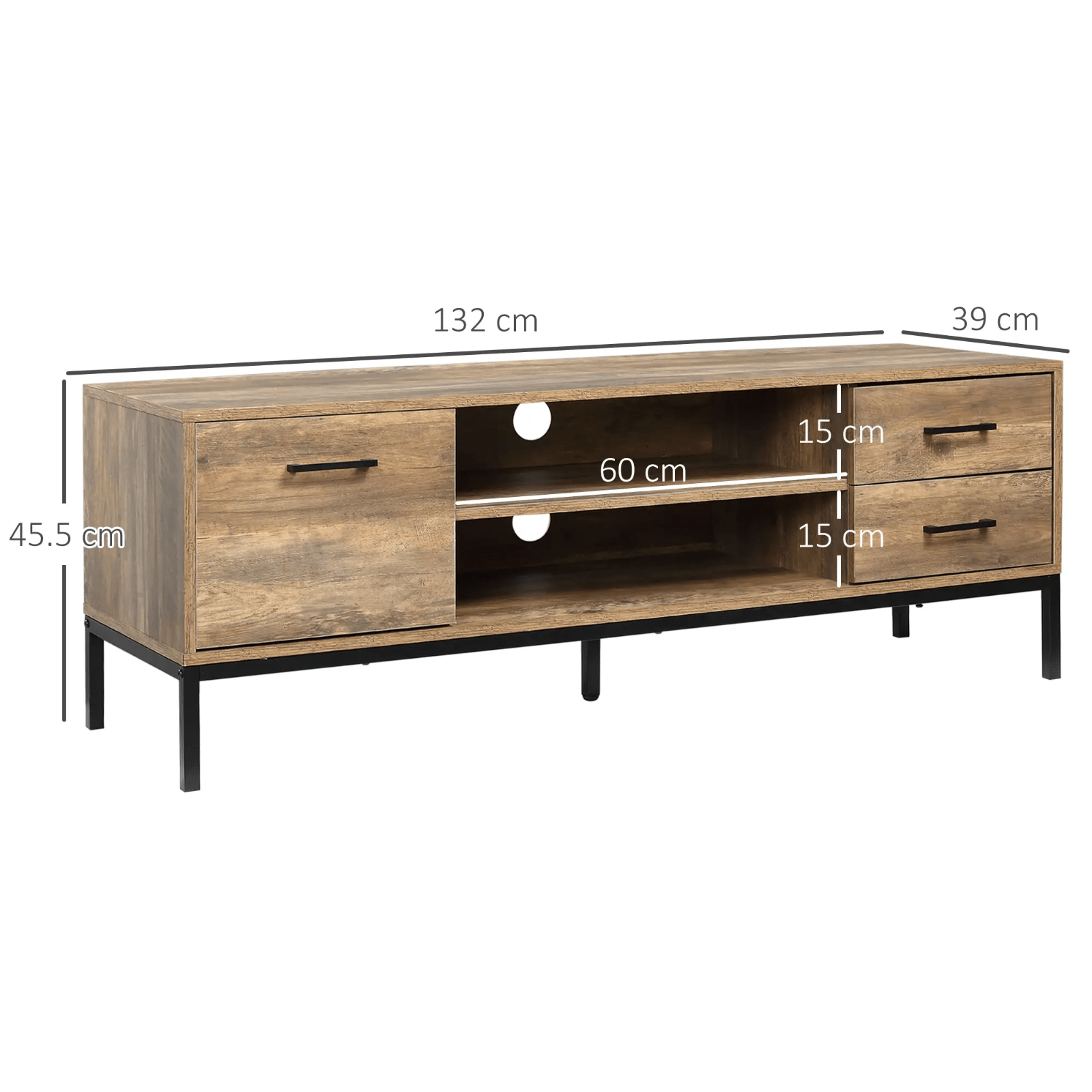 Industrial TV Stand with Cupboard Drawers TV up to 50 Inches TV Unit Metal Legs - Home and Garden Furniture Shop - rustic - furniture