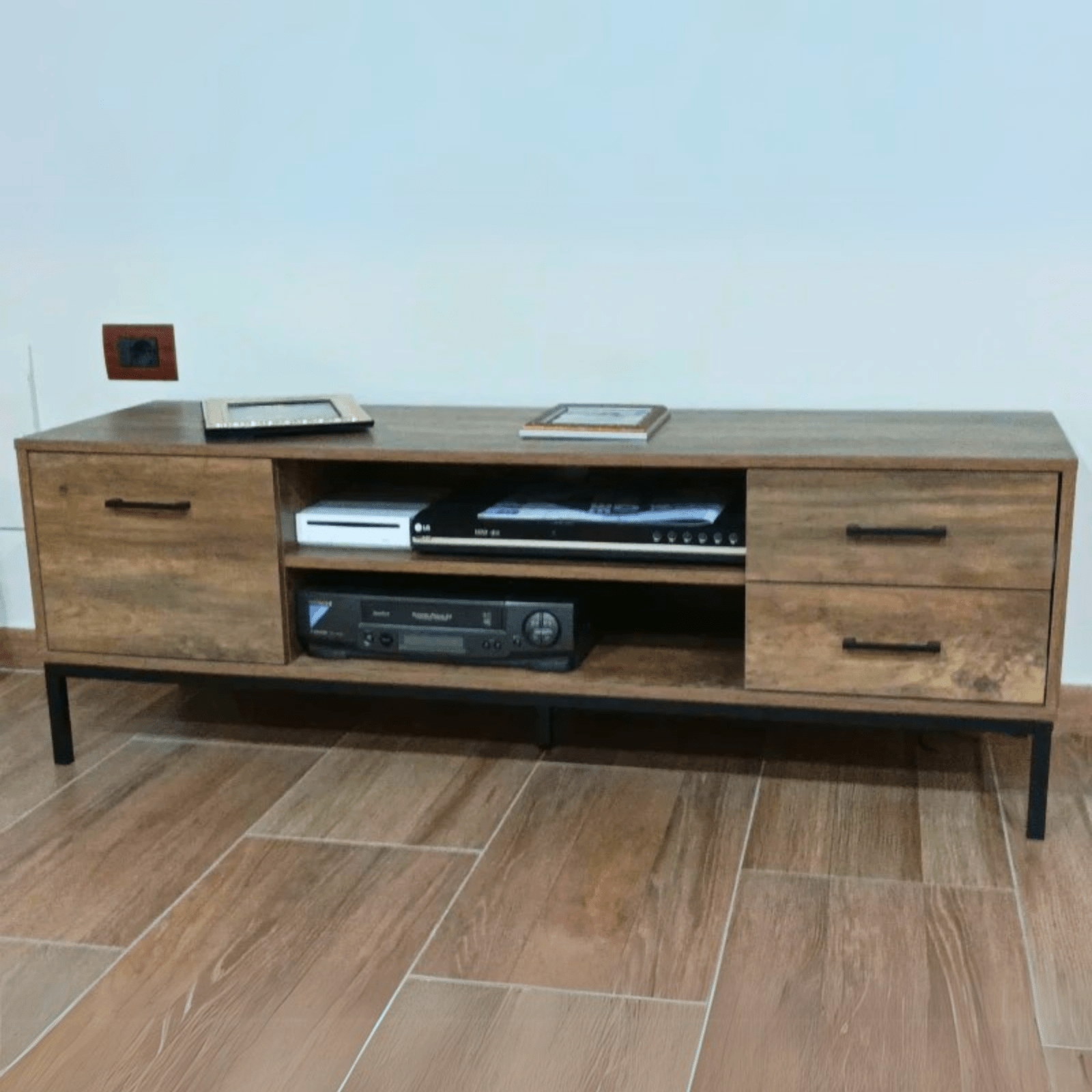 Industrial TV Stand with Cupboard Drawers TV up to 50 Inches TV Unit Metal Legs - Home and Garden Furniture Shop - rustic - furniture