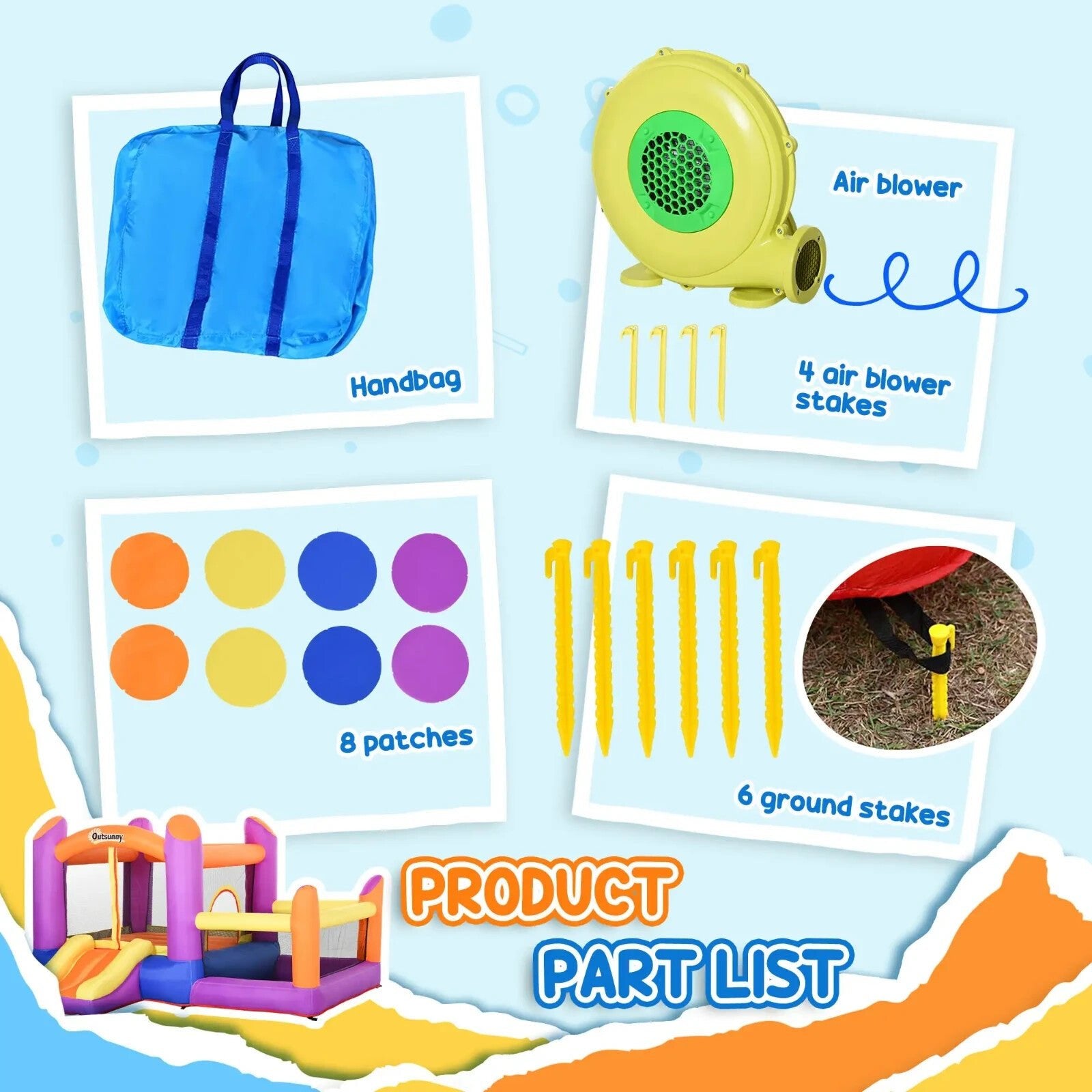 Inflatable Bounce Castle with Slide Pool & Blower 3 x 2.8 x 1.7m Kids Trampoline - Home and Garden Furniture Shop - rustic - furniture