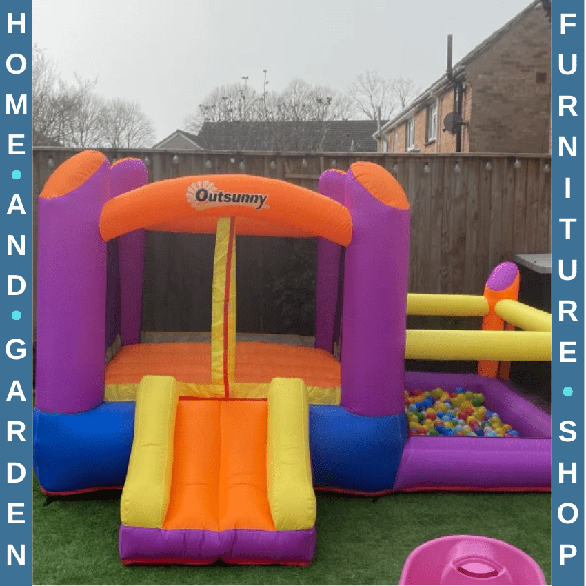 Inflatable Bounce Castle with Slide Pool & Blower 3 x 2.8 x 1.7m Kids Trampoline - Home and Garden Furniture Shop - rustic - furniture