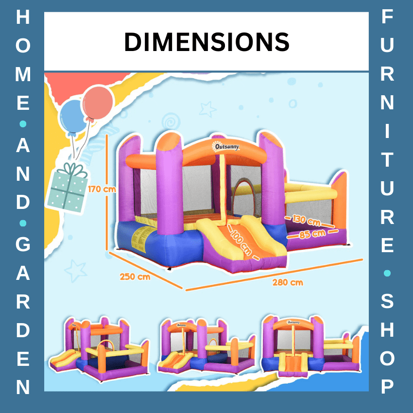 Inflatable Bounce Castle with Slide Pool & Blower 3 x 2.8 x 1.7m Kids Trampoline - Home and Garden Furniture Shop - rustic - furniture