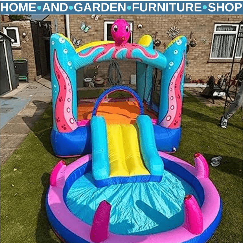 Inflatable Octopus Bounce Castle with Trampoline Slide and Pool 3.8 x 2 x 1.8m - Home and Garden Furniture Shop - rustic - furniture