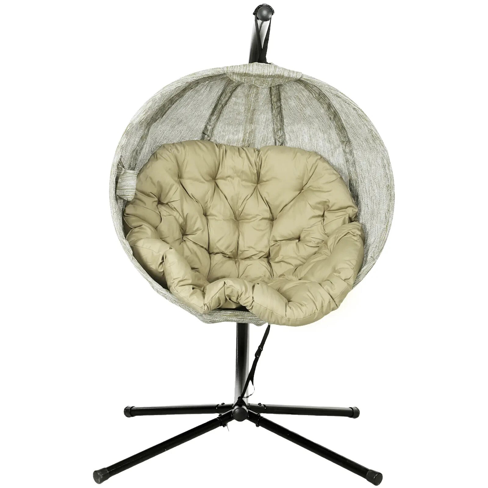 Khaki Hanging Egg Chair Outdoor Garden Conservatory Folding Basket and Cushion - Home and Garden Furniture Shop - rustic - furniture