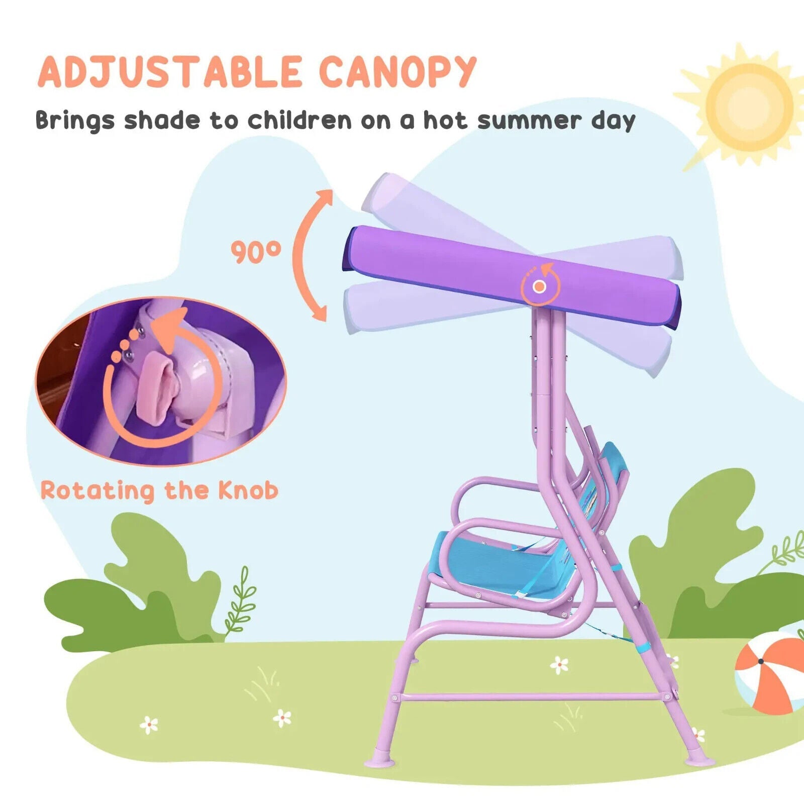 Kids Garden Swing Bench with Adjustable Canopy Safety Belts Fairy Themed Chair - Home and Garden Furniture Shop - #rustic - furniture#