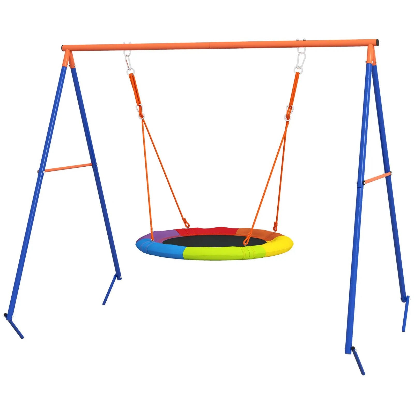Kids Nest Swing Seat with A - Frame Structure Outdoor Play Equipment Multicoloured - Home and Garden Furniture Shop - rustic - furniture
