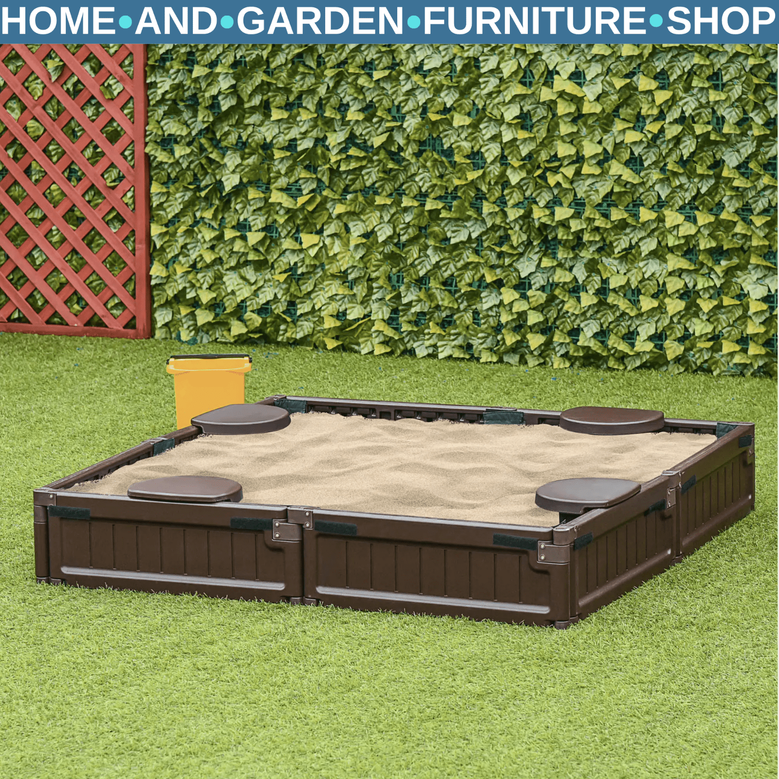 Kids Outdoor Sandbox with Canopy and Bottom Fabric Liner 123x123x21 cm Ages 3 - 12 - Home and Garden Furniture Shop - rustic - furniture