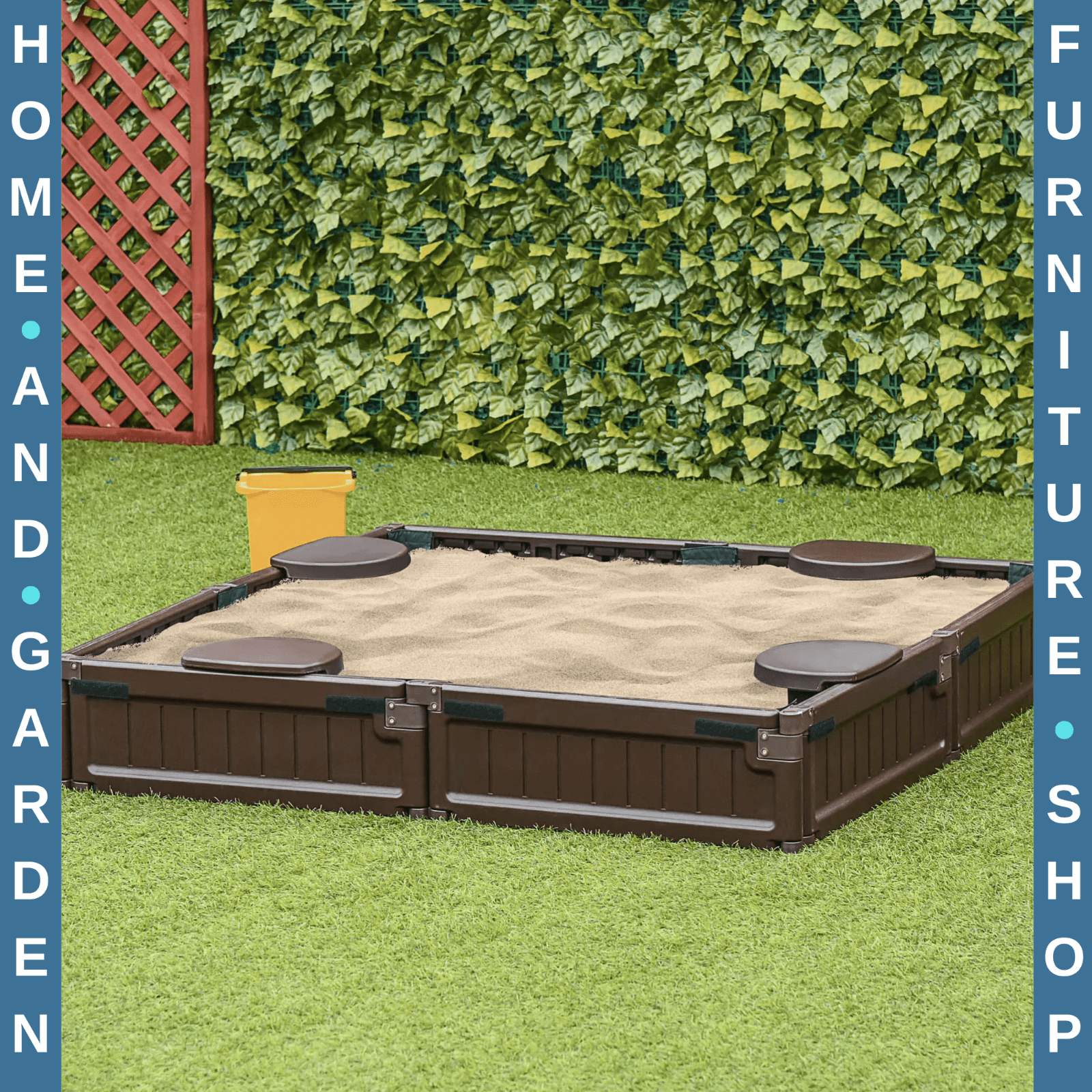 Kids Outdoor Sandbox with Canopy and Bottom Fabric Liner 123x123x21 cm Ages 3 - 12 - Home and Garden Furniture Shop - rustic - furniture