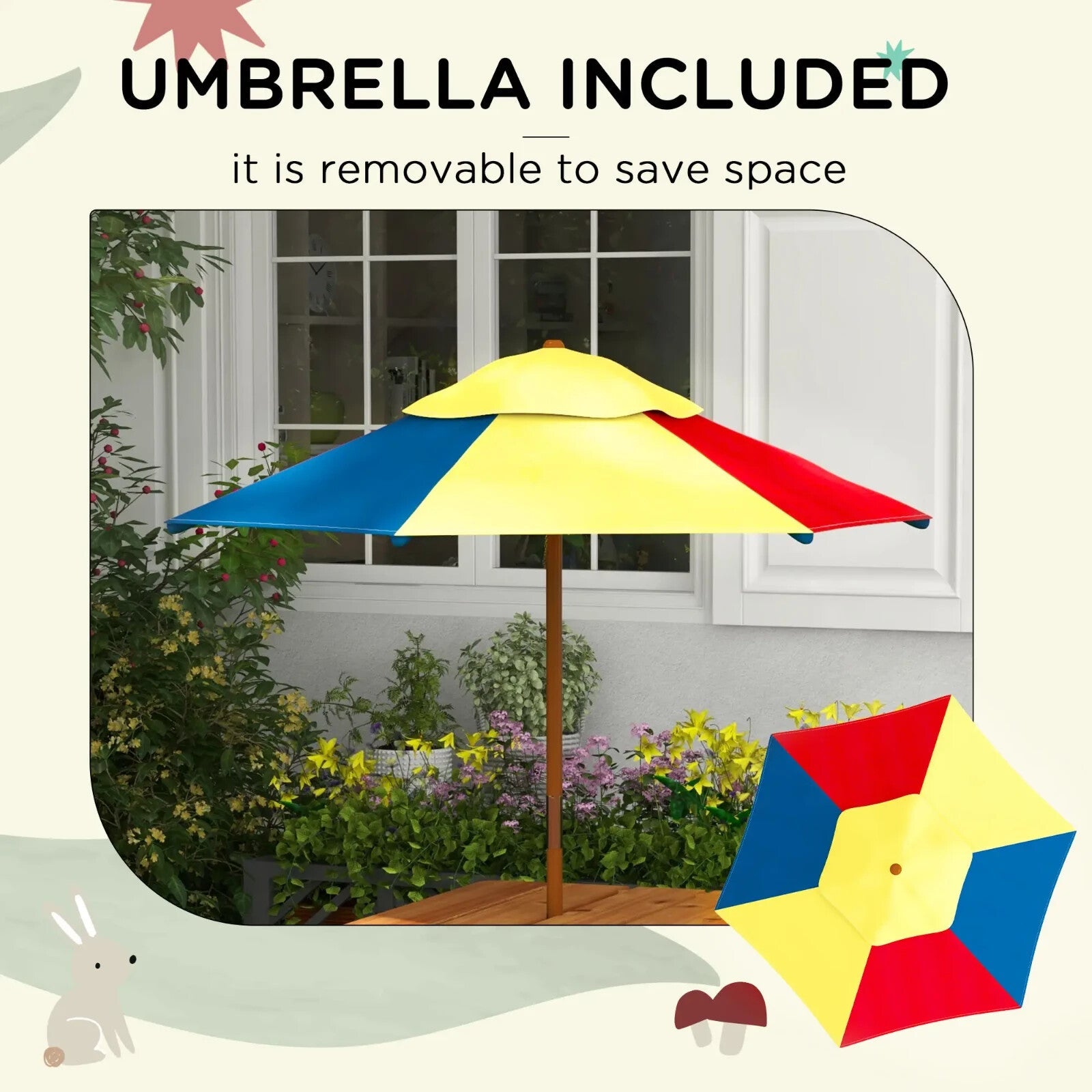 Kids Picnic Table Set with Sand and Water Play and Removable Parasol for Outdoor - Home and Garden Furniture Shop - rustic - furniture
