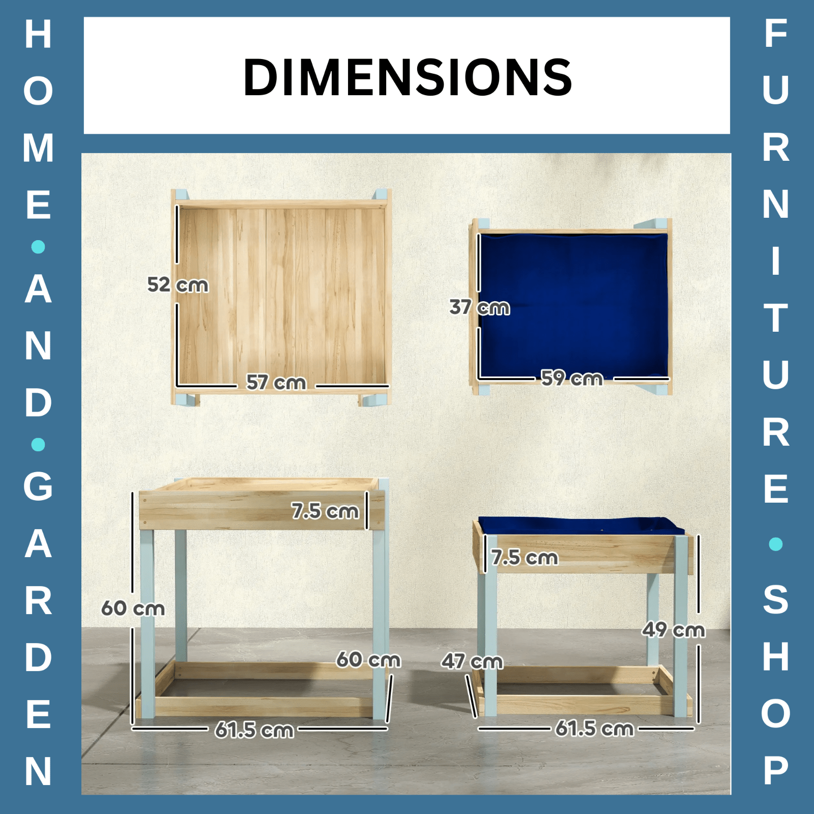 Kids Sand pit Set 2 - Piece Play Tables with Bottom Liner Natural Wood Finish - Home and Garden Furniture Shop - rustic - furniture