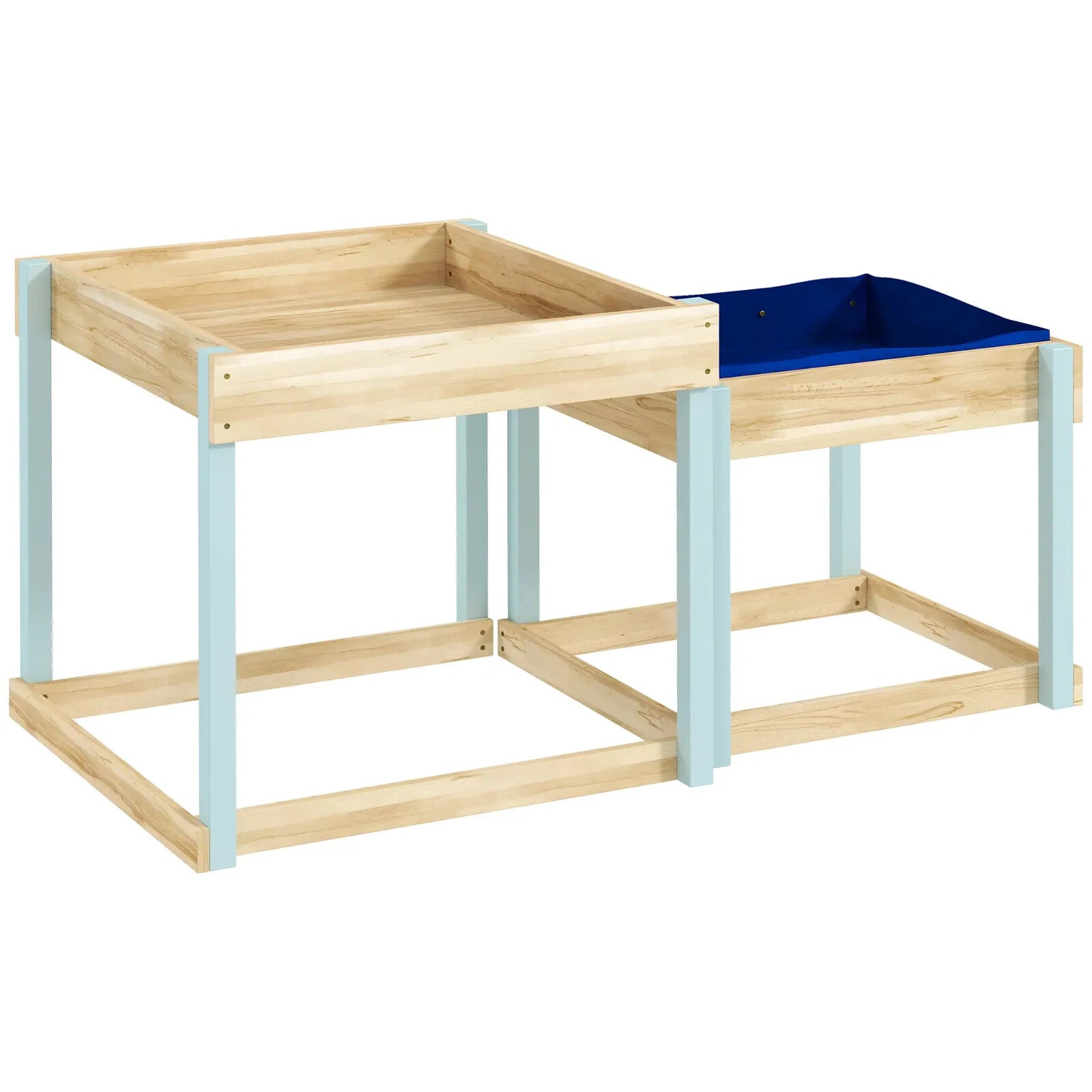 Kids Sand pit Set 2 - Piece Play Tables with Bottom Liner Natural Wood Finish - Home and Garden Furniture Shop - rustic - furniture