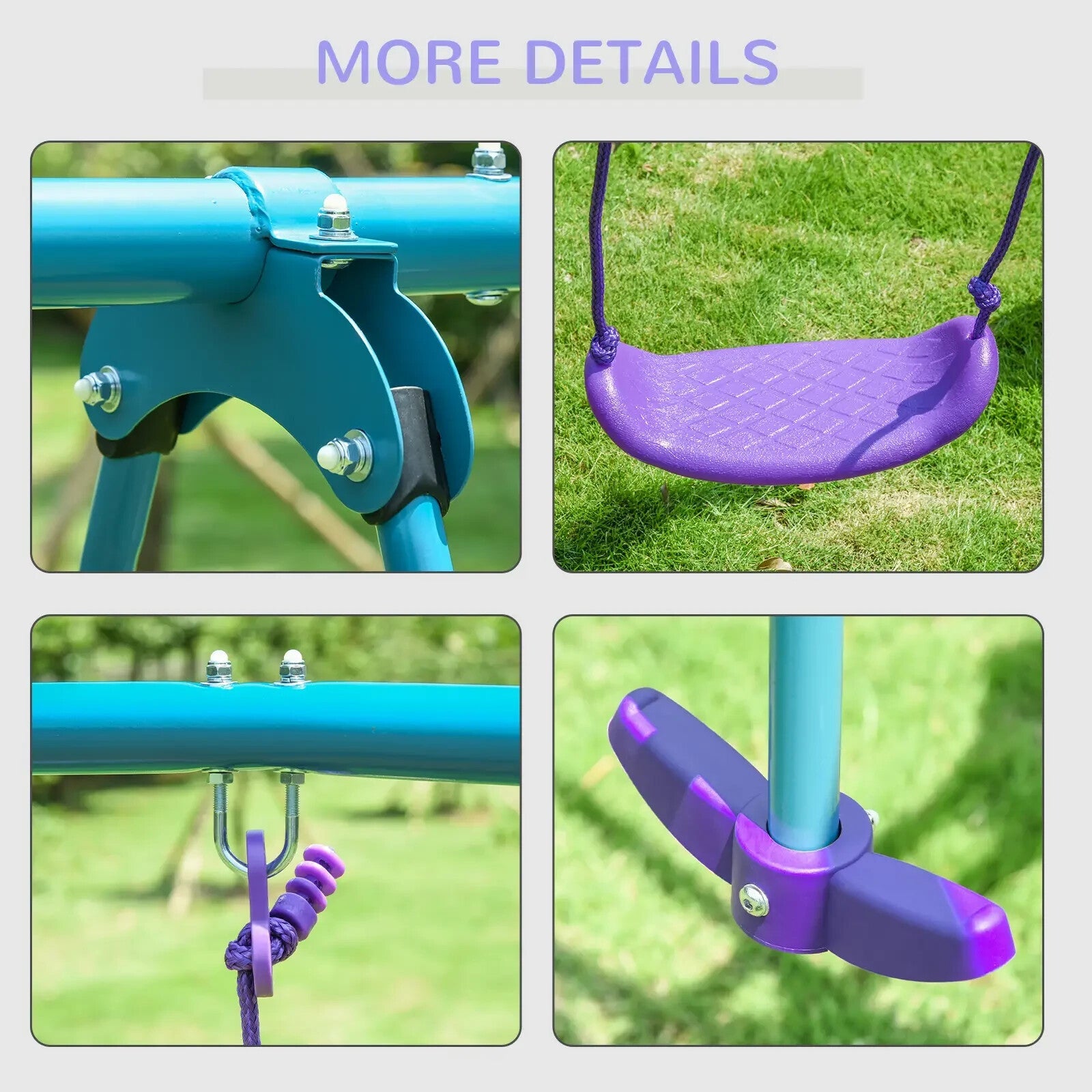 Kids Swing Set A' shaped Legs with 2 - Seat Glider & Height Adjustable Purple - Home and Garden Furniture Shop - rustic - furniture