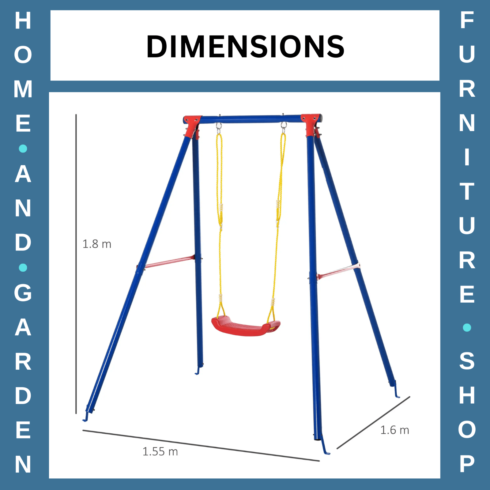 Kids Swing Set Toddler Heavy Duty A - Frame Stand w/ Adjustable Rope Multi - Colour - Home and Garden Furniture Shop - rustic - furniture