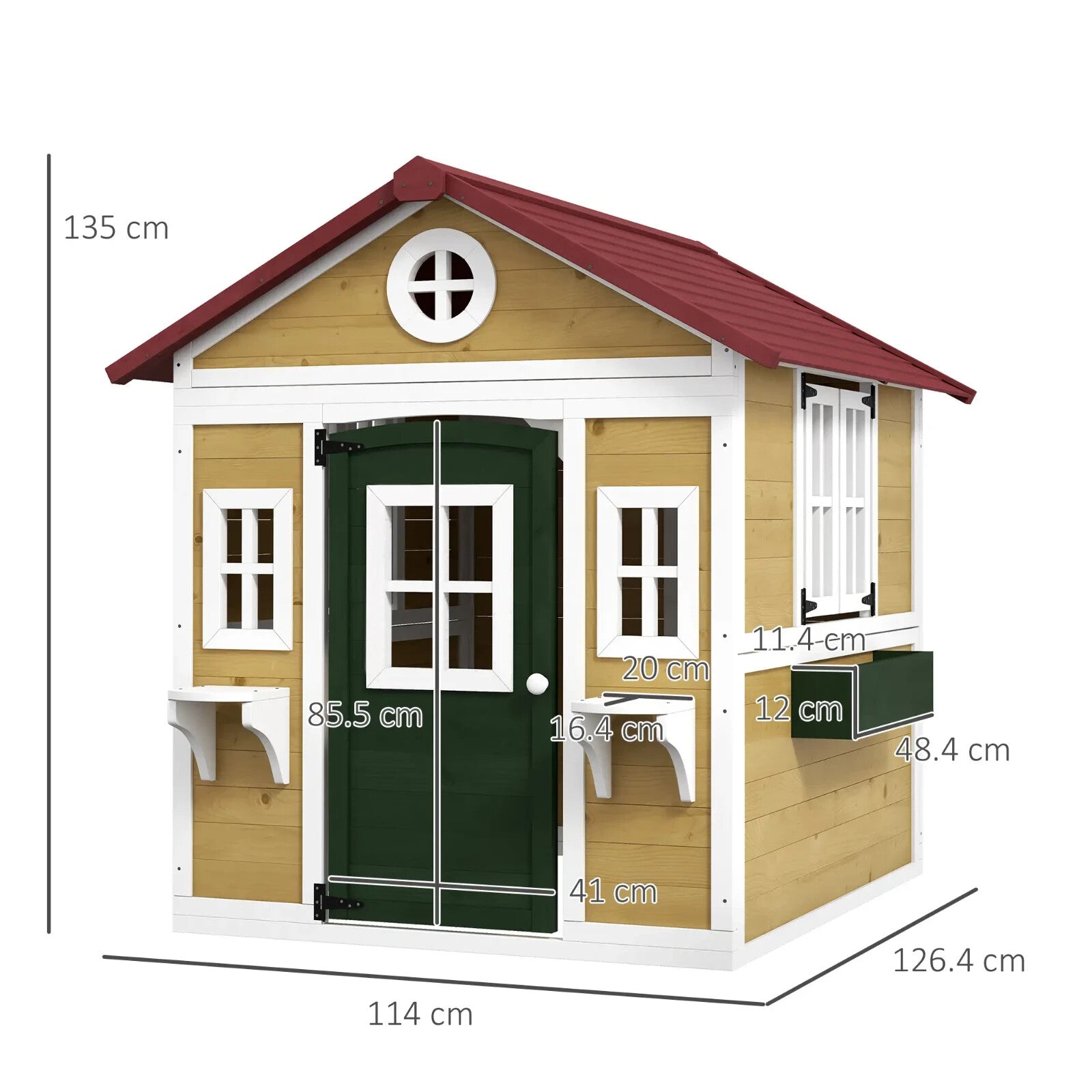Kids Wooden Playhouse Childrens Wood Wendy House Roof Doors Windows Plant Pots - Home and Garden Furniture Shop - rustic - furniture