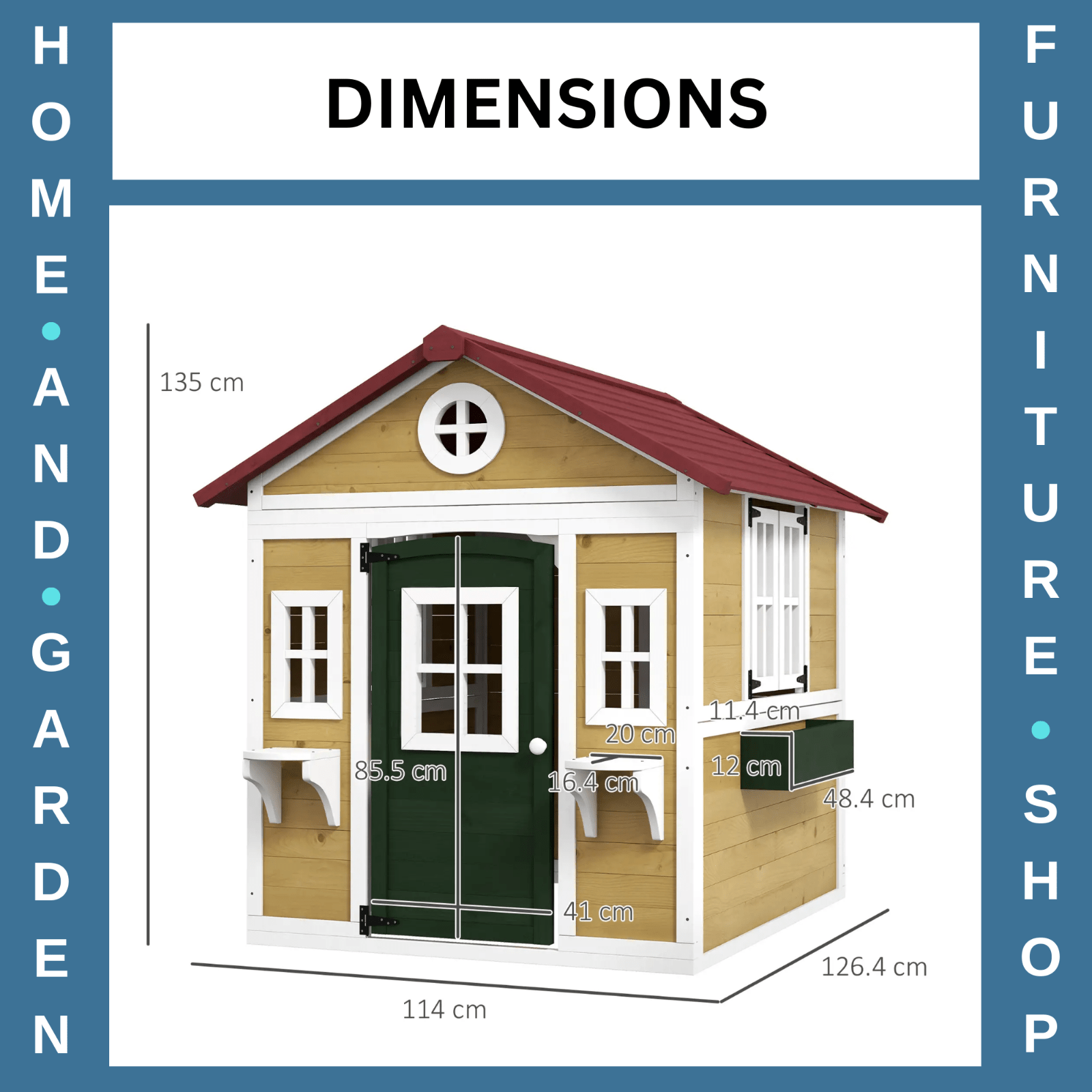 Kids Wooden Playhouse Childrens Wood Wendy House Roof Doors Windows Plant Pots - Home and Garden Furniture Shop - rustic - furniture