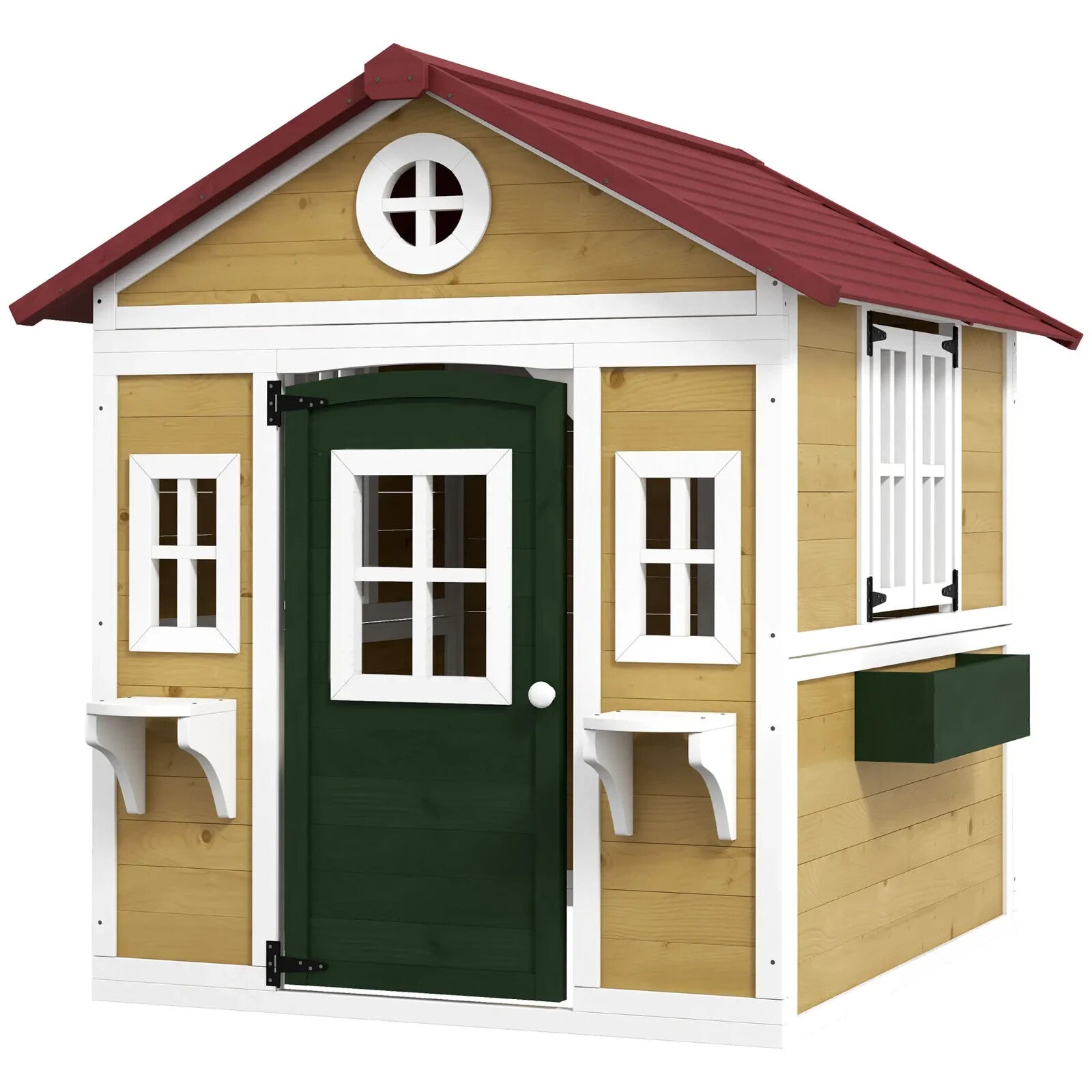 Kids Wooden Playhouse Childrens Wood Wendy House Roof Doors Windows Plant Pots - Home and Garden Furniture Shop - rustic - furniture