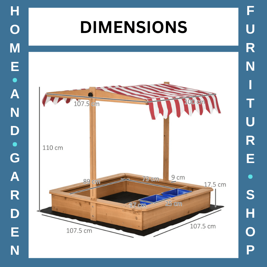 Kids Wooden Sandbox with Adjustable Canopy Storage Bins Bottom Liner Outdoor - Home and Garden Furniture Shop - rustic - furniture
