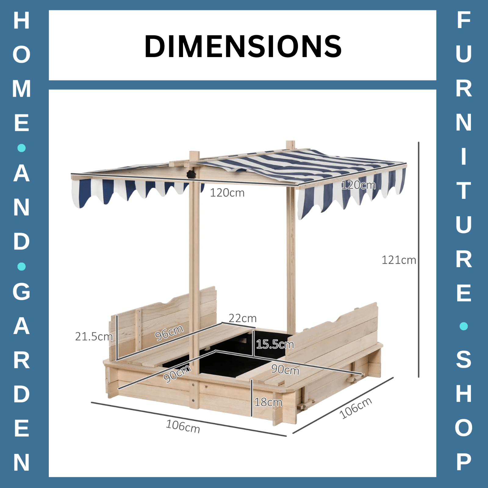 Kids Wooden Square Sandpit with Cabana Roof Sandbox Backyard Garden Playset - Home and Garden Furniture Shop - rustic - furniture