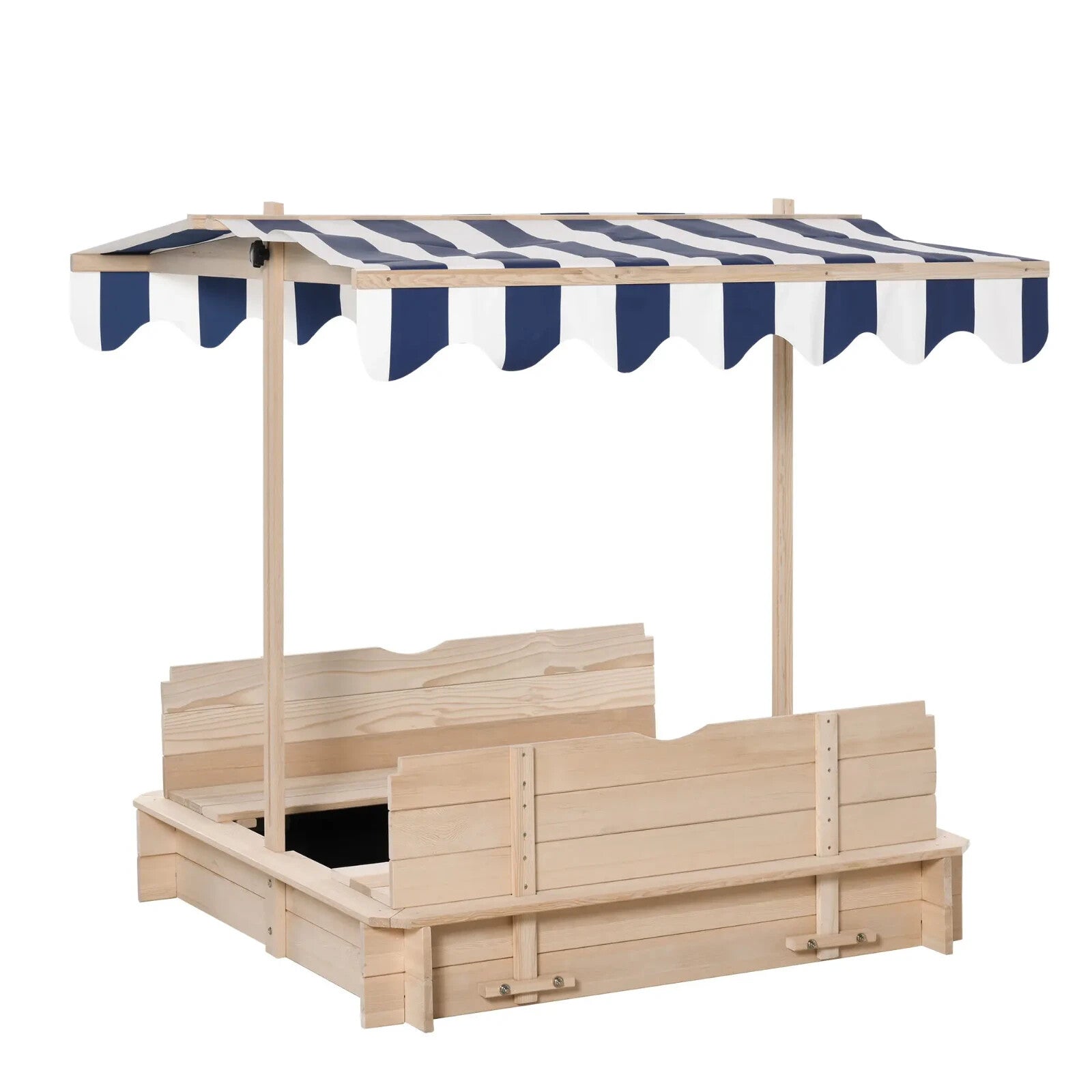 Kids Wooden Square Sandpit with Cabana Roof Sandbox Backyard Garden Playset - Home and Garden Furniture Shop - rustic - furniture