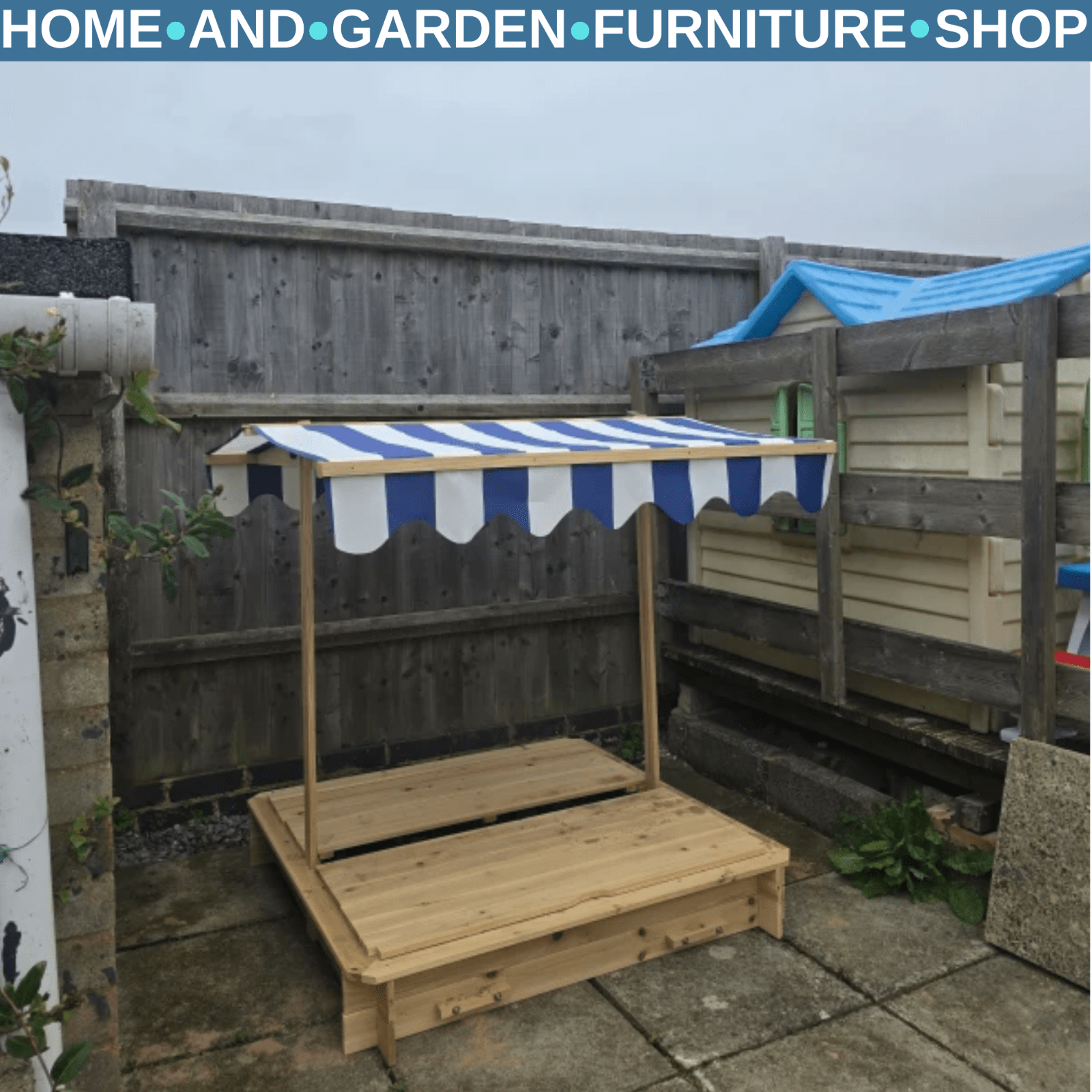 Kids Wooden Square Sandpit with Cabana Roof Sandbox Backyard Garden Playset - Home and Garden Furniture Shop - rustic - furniture