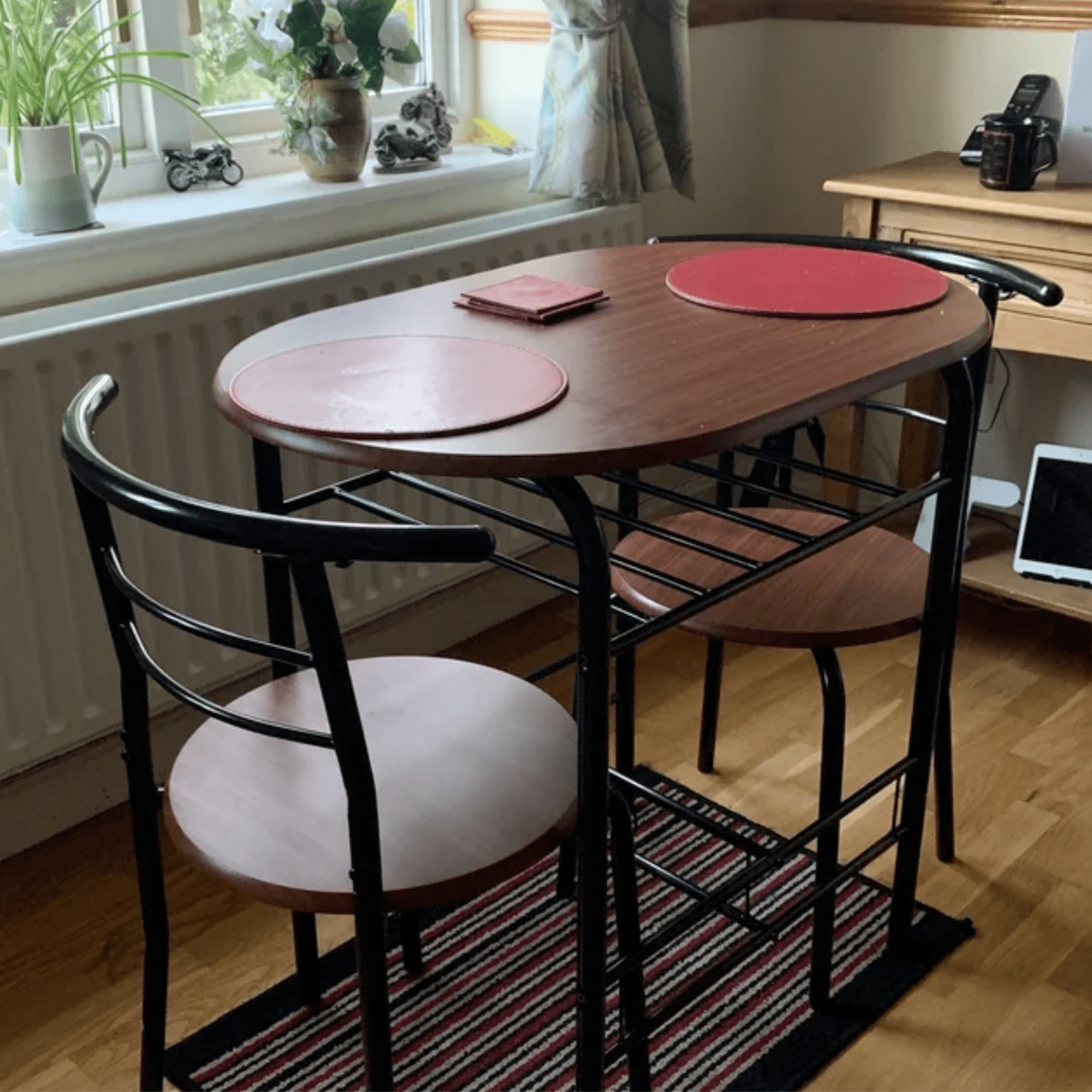 Kitchen Small Table and 2 Chairs Rustic Metal Compact Breakfast Dining Bar Set - Home and Garden Furniture Shop - rustic - furniture