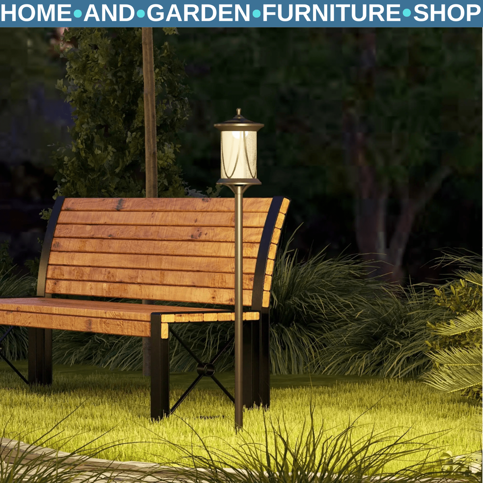 Lamp Post Solar Powered LED Light Waterproof with Automatically Turns On Black - Home and Garden Furniture Shop - rustic - furniture