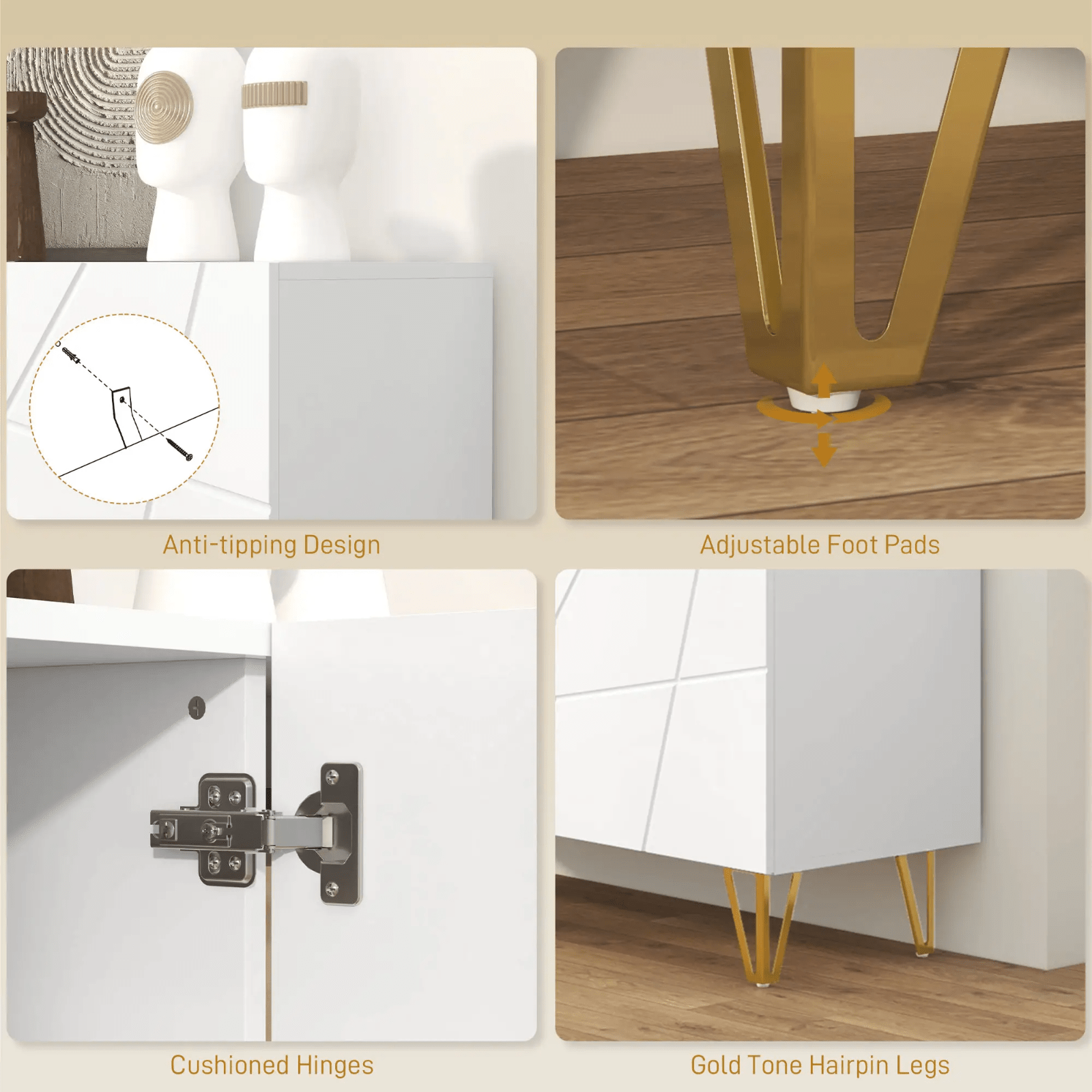 Large 3 Door Sideboard Storage Cabinet Cupboard Adjustable Shelves Living Room - Home and Garden Furniture Shop - rustic - furniture