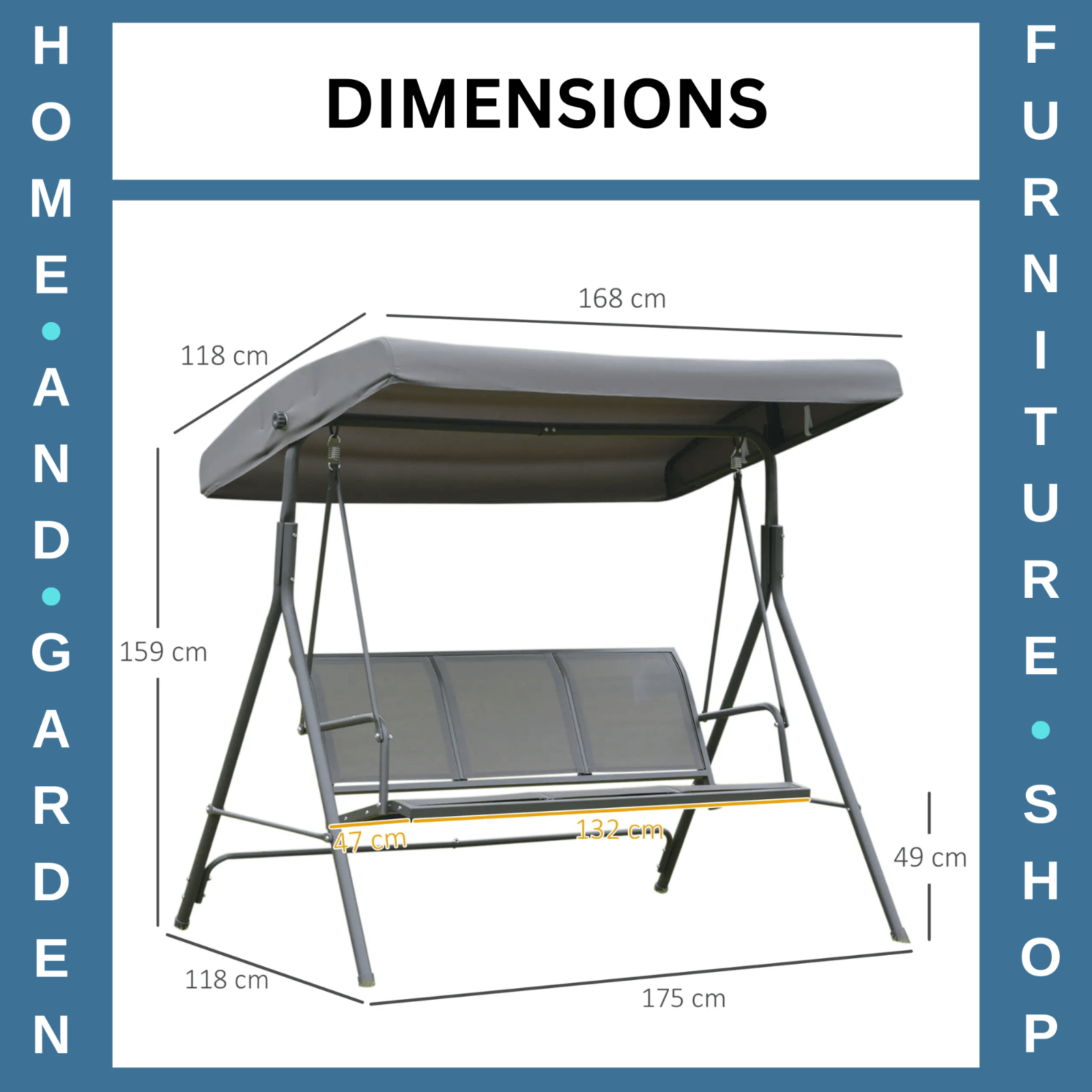 Large 3 Seater Garden Swing Chair Patio Hammock Canopy Outdoor Grey Heavy Duty - Home and Garden Furniture Shop - rustic - furniture