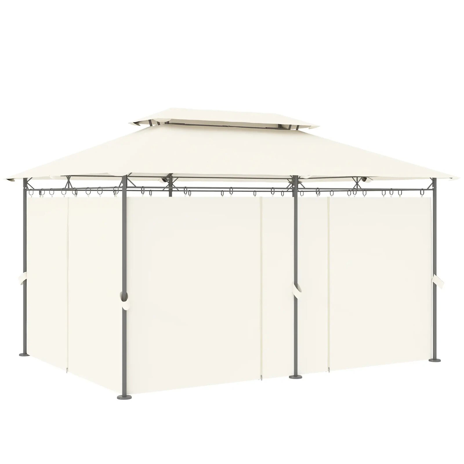 Large 3 x 4m Garden Gazebo with Sides Double Roof Metal Marquee White Curtains - Home and Garden Furniture Shop - rustic - furniture