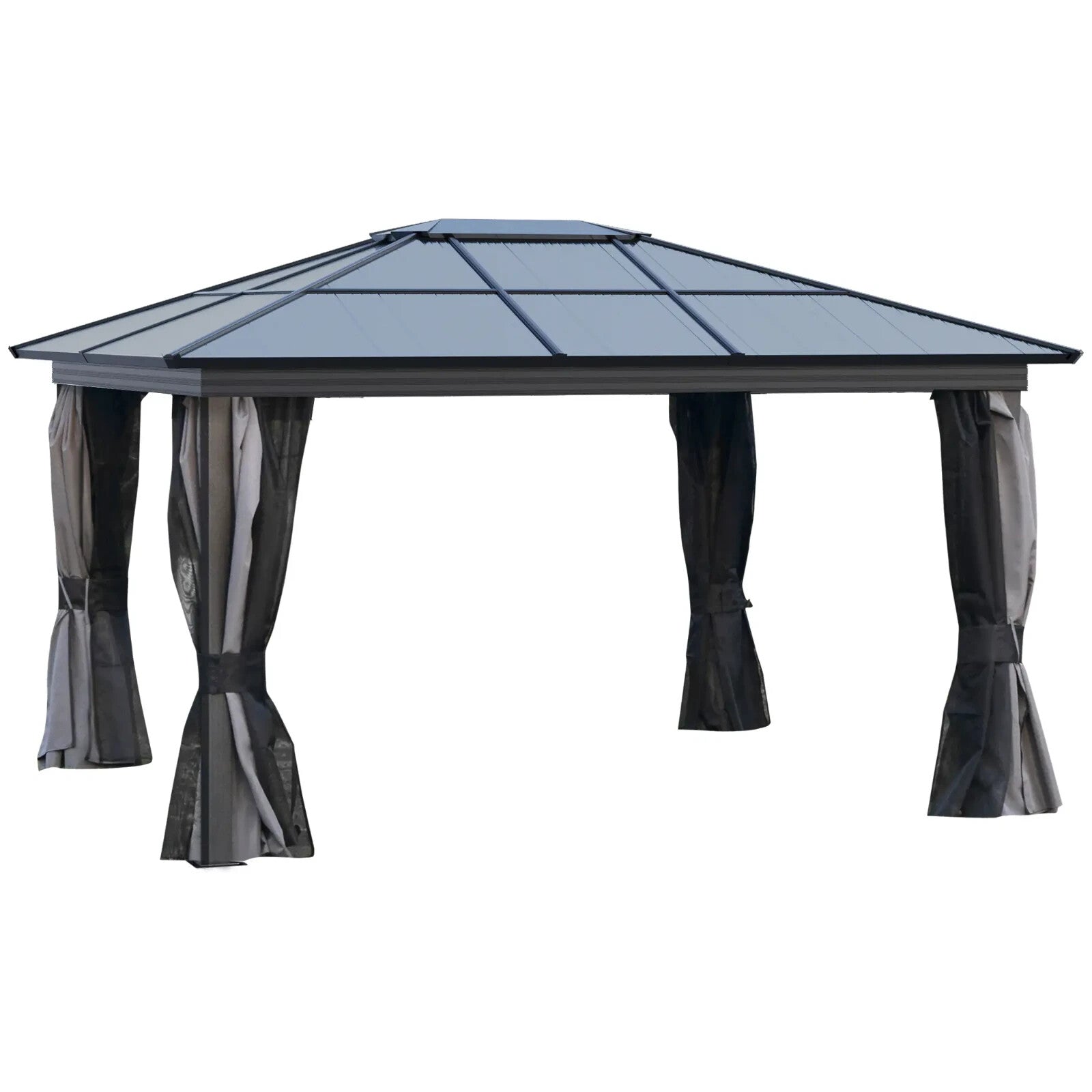 Large 3.6 x 4m Aluminium Hardtop Gazebo with Side Walls Canopy Polycarbonate Top - Home and Garden Furniture Shop - rustic - furniture