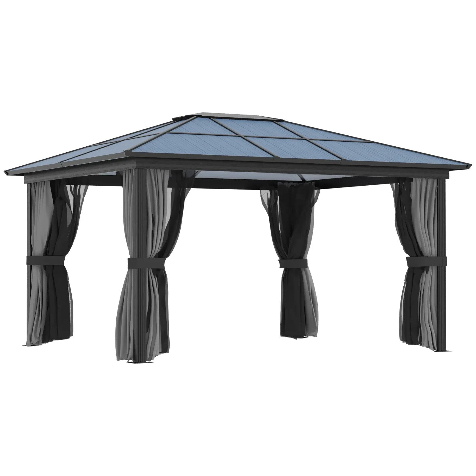 Large 3.6 x 4m Aluminium Hardtop Gazebo with Side Walls Canopy Polycarbonate Top - Home and Garden Furniture Shop - rustic - furniture
