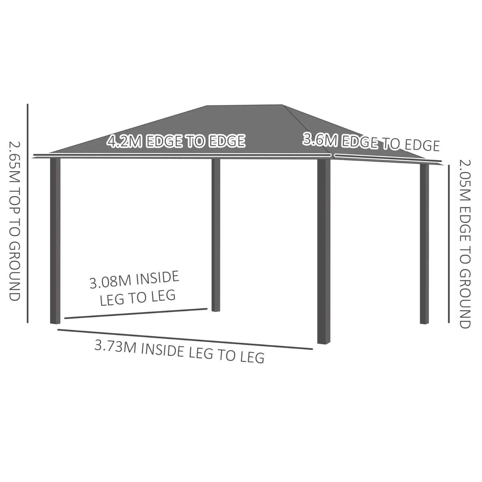 Large 3.6 x 4m Aluminium Hardtop Gazebo with Side Walls Canopy Polycarbonate Top - Home and Garden Furniture Shop - rustic - furniture