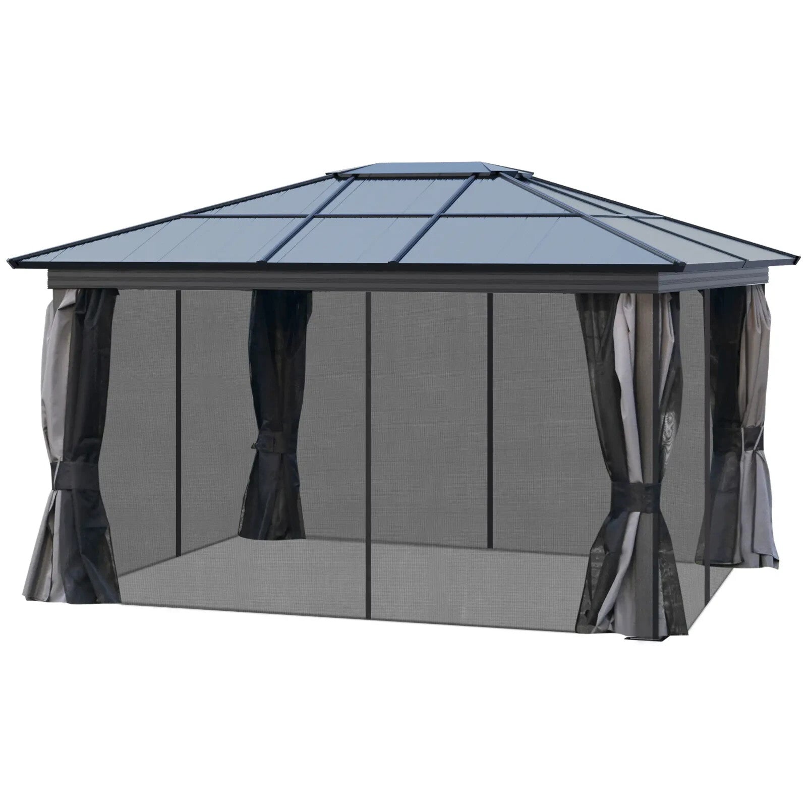 Large 3.6 x 4m Aluminium Hardtop Gazebo with Side Walls Canopy Polycarbonate Top - Home and Garden Furniture Shop - rustic - furniture