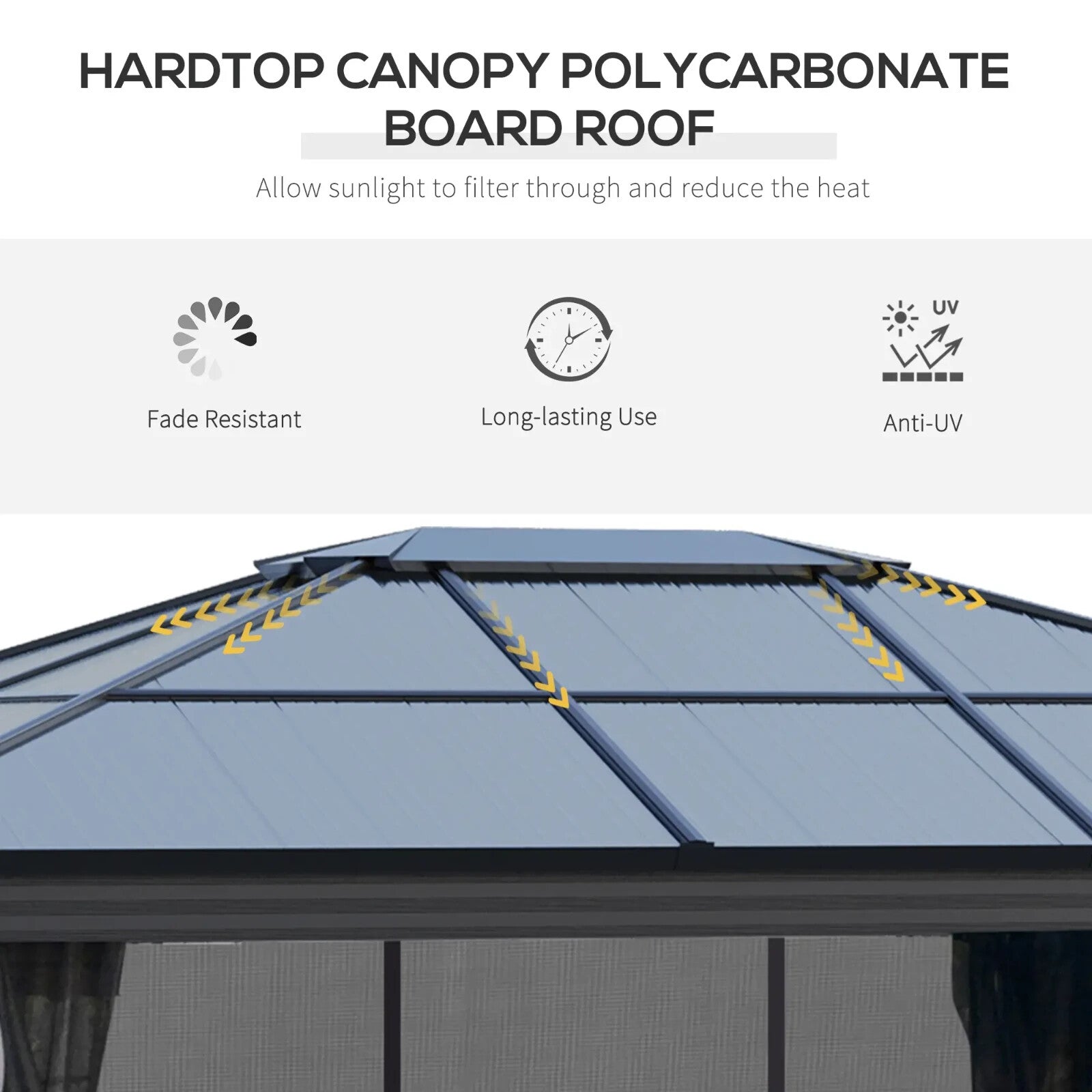 Large 3.6 x 4m Aluminium Hardtop Gazebo with Side Walls Canopy Polycarbonate Top - Home and Garden Furniture Shop - rustic - furniture
