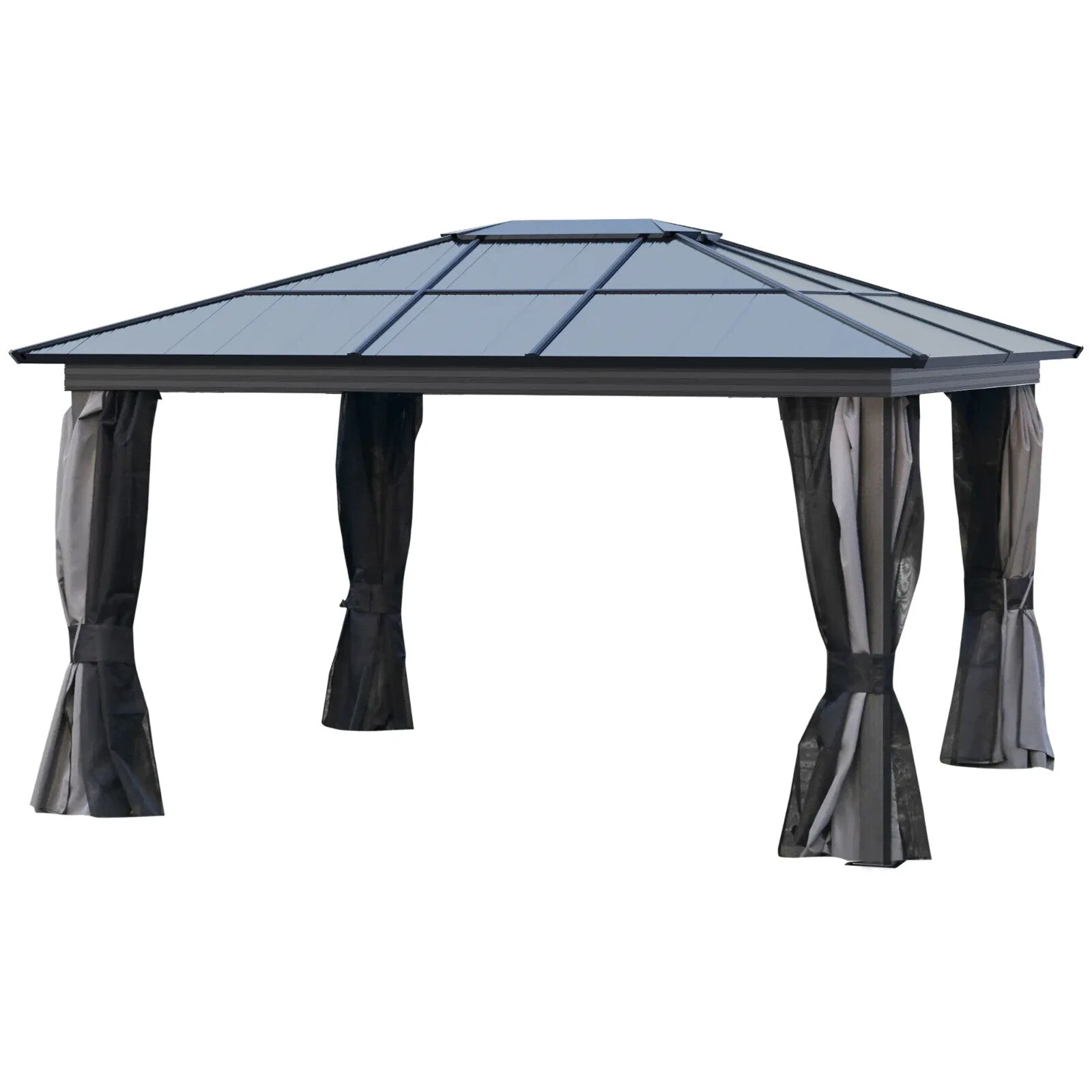 Large 3.6 x 4m Aluminium Hardtop Gazebo with Side Walls Canopy Polycarbonate Top - Home and Garden Furniture Shop - rustic - furniture