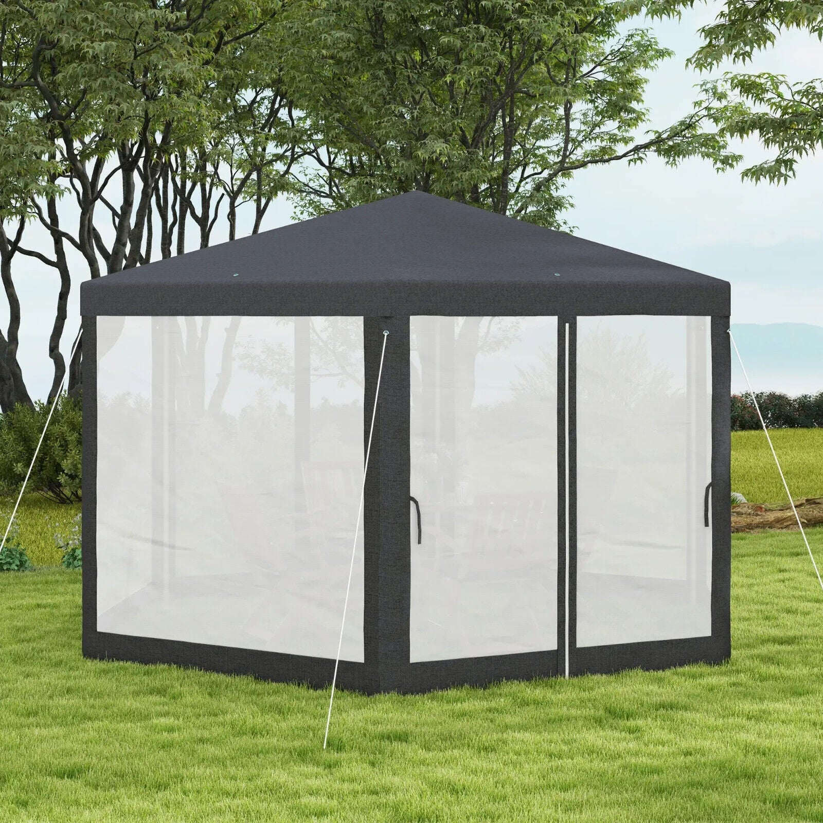 Large 4m Hexagonal Gazebo Outdoor Marquee Canopy Patio Party Tent Sun Shade Grey - Home and Garden Furniture Shop - #rustic - furniture#