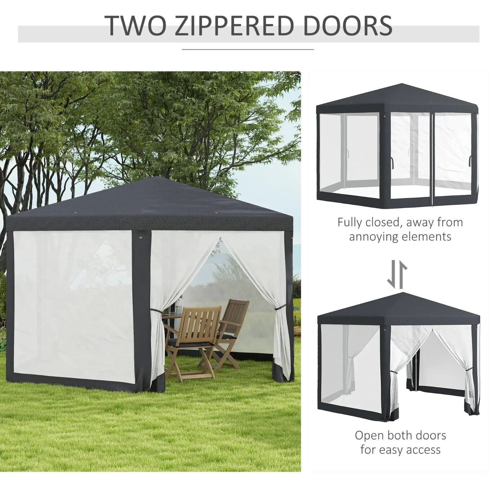 Large 4m Hexagonal Gazebo Outdoor Marquee Canopy Patio Party Tent Sun Shade Grey - Home and Garden Furniture Shop - #rustic - furniture#