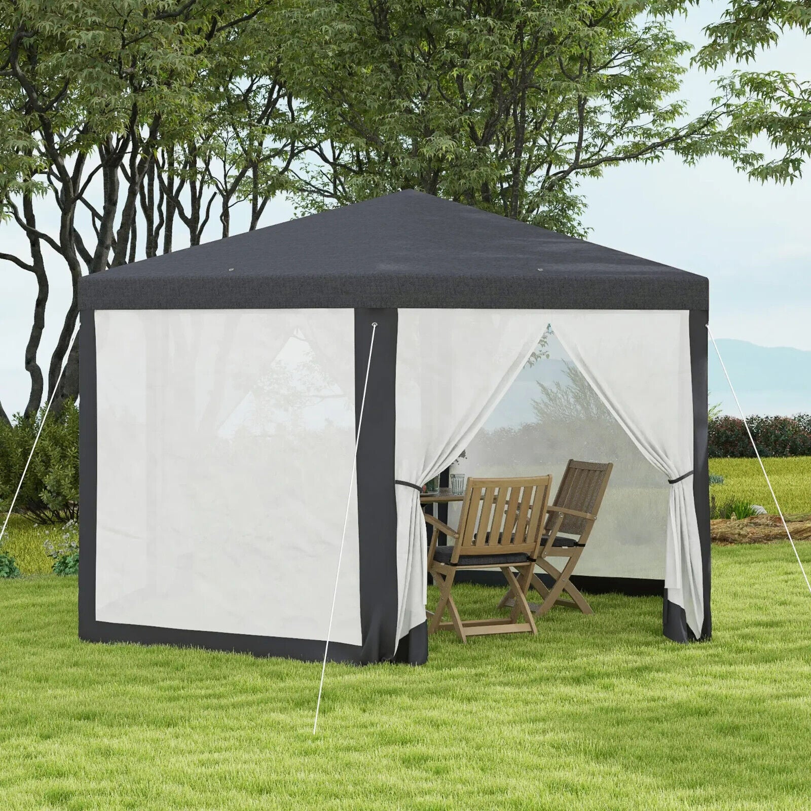 Large 4m Hexagonal Gazebo Outdoor Marquee Canopy Patio Party Tent Sun Shade Grey - Home and Garden Furniture Shop - #rustic - furniture#