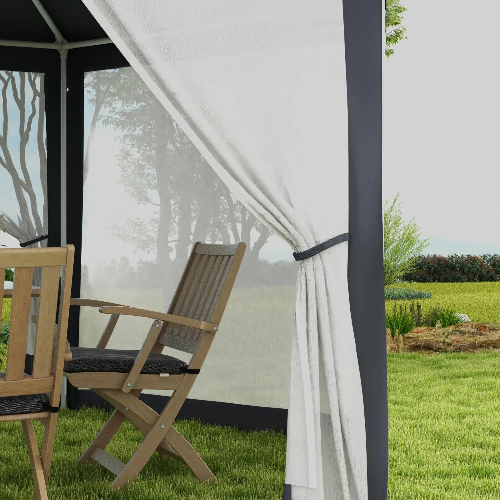 Large 4m Hexagonal Gazebo Outdoor Marquee Canopy Patio Party Tent Sun Shade Grey - Home and Garden Furniture Shop - #rustic - furniture#