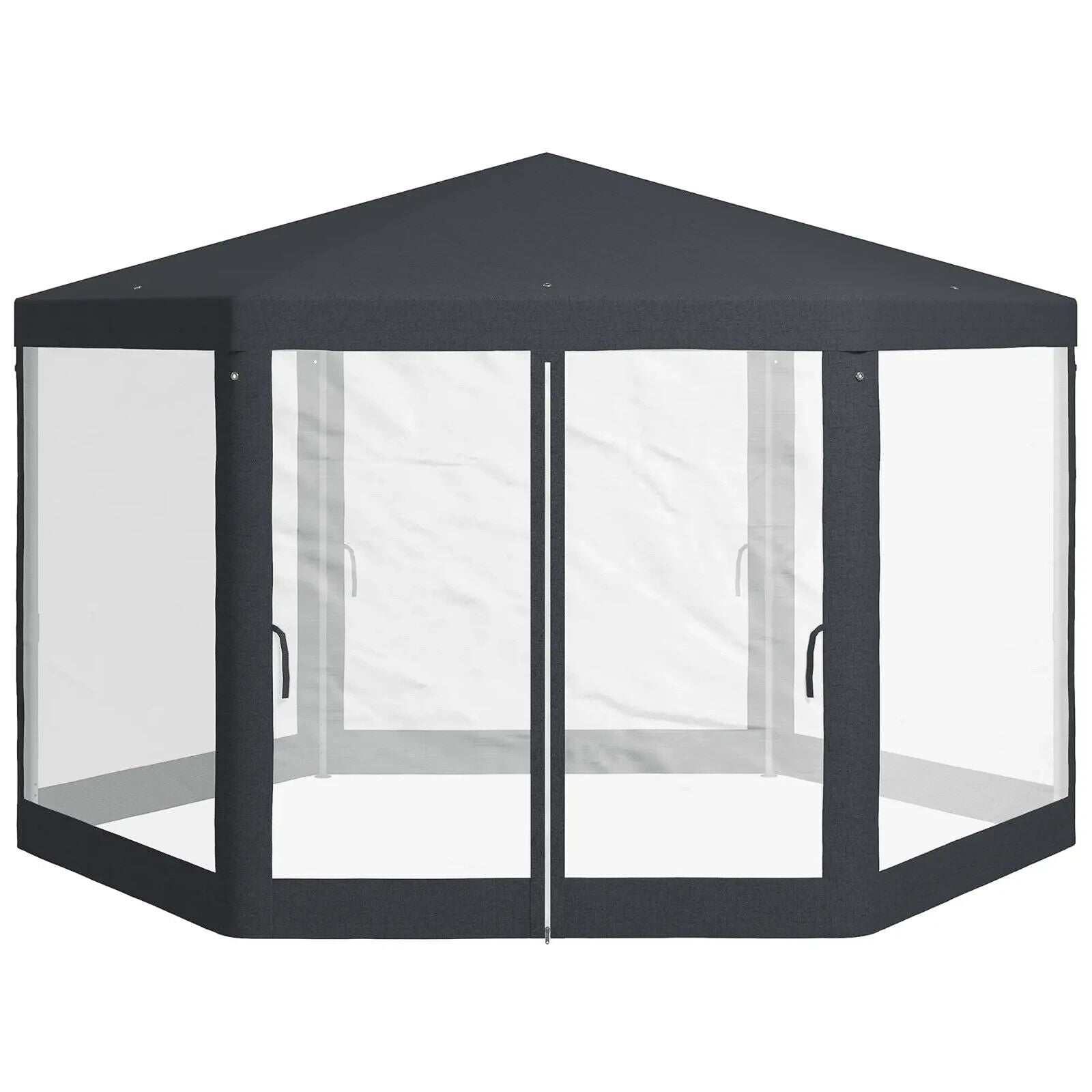 Large 4m Hexagonal Gazebo Outdoor Marquee Canopy Patio Party Tent Sun Shade Grey - Home and Garden Furniture Shop - #rustic - furniture#